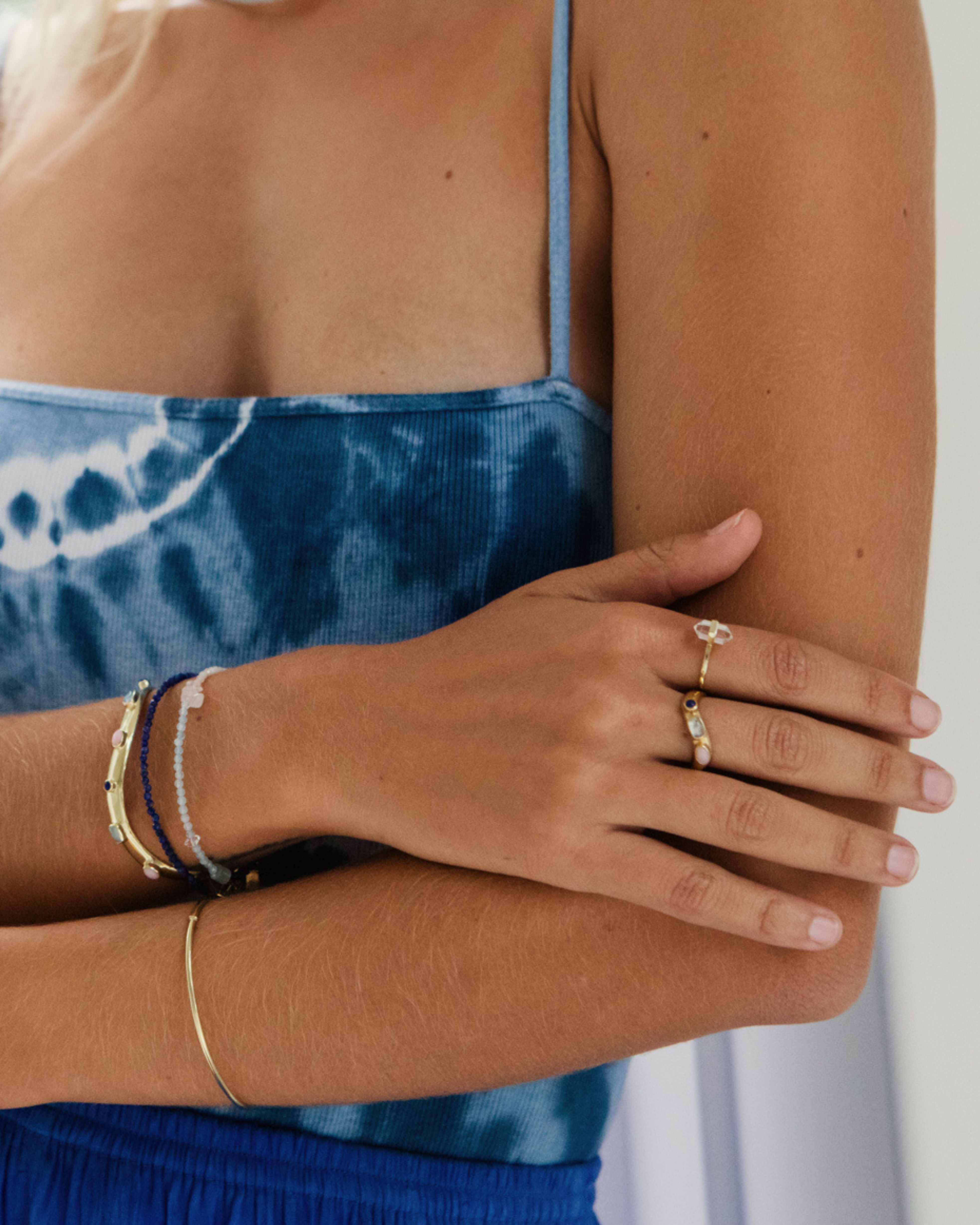 tidal bloom cuff cuff | aqua marine, pink opal + lapis lazuli
