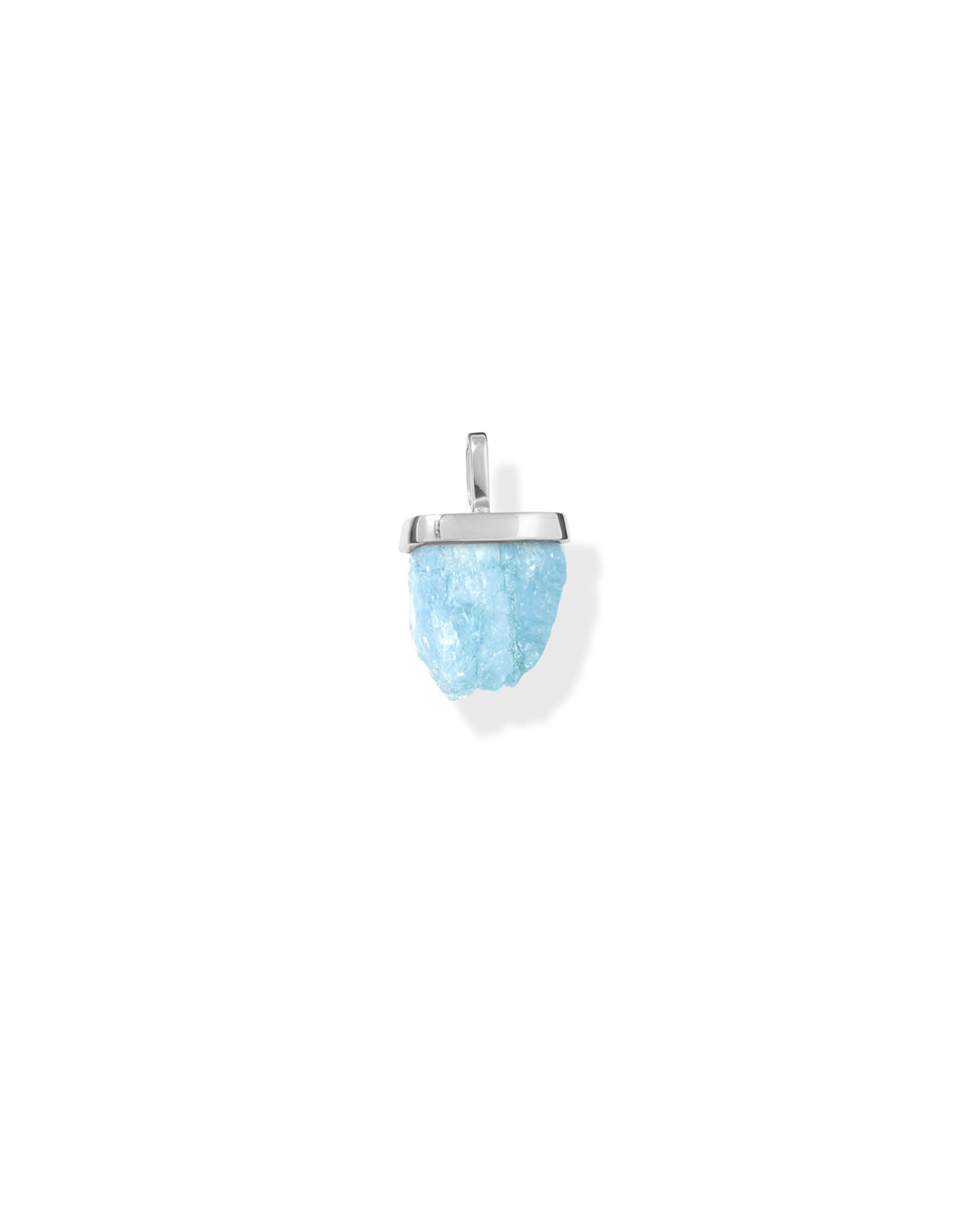 raw crystal necklace charm aqua marine Sterling Silver
