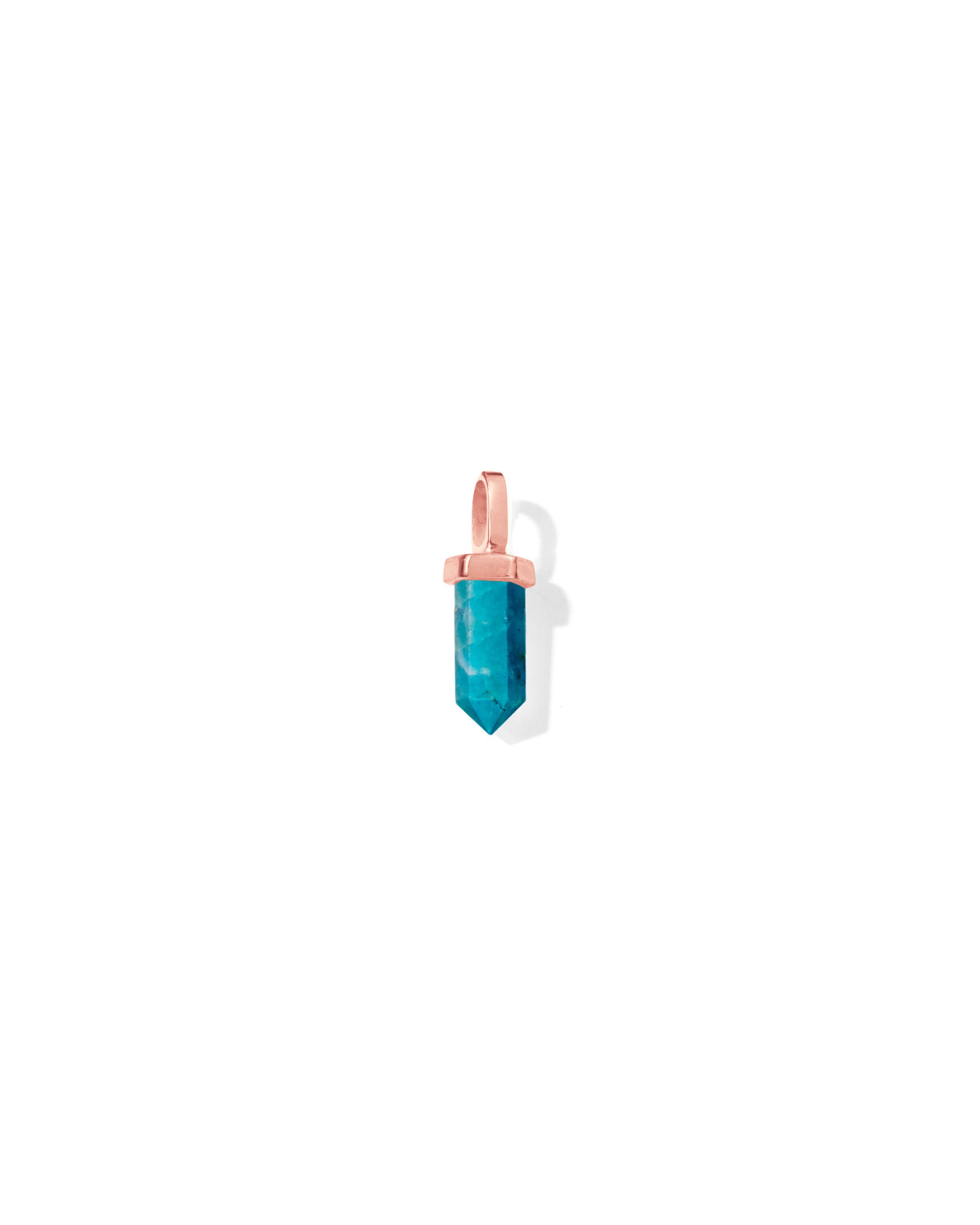 Blue Apatite Crystal Necklace Charm 14K Rose Gold Vermeil