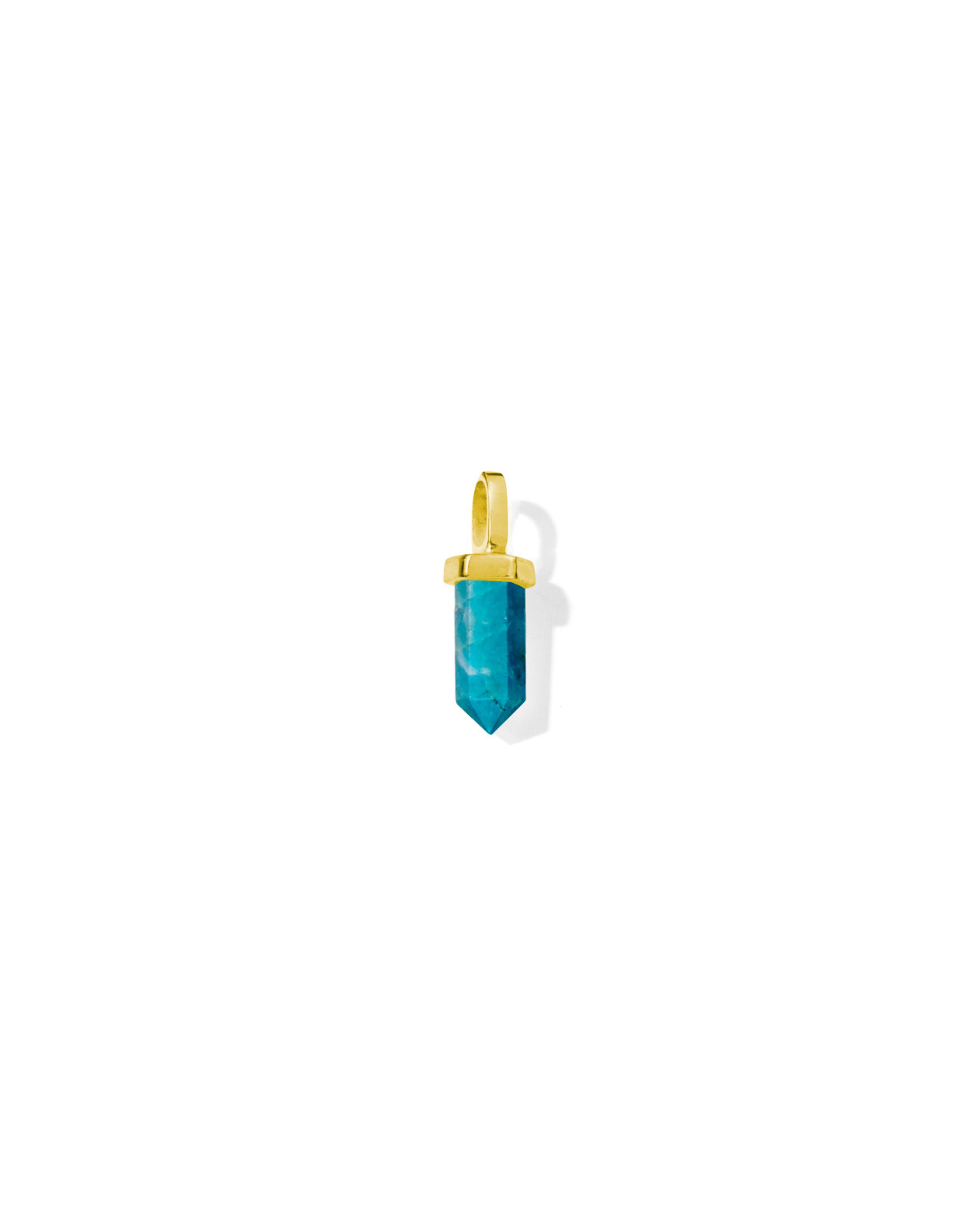 Blue Apatite Crystal Necklace Charm 18K Gold Vermeil