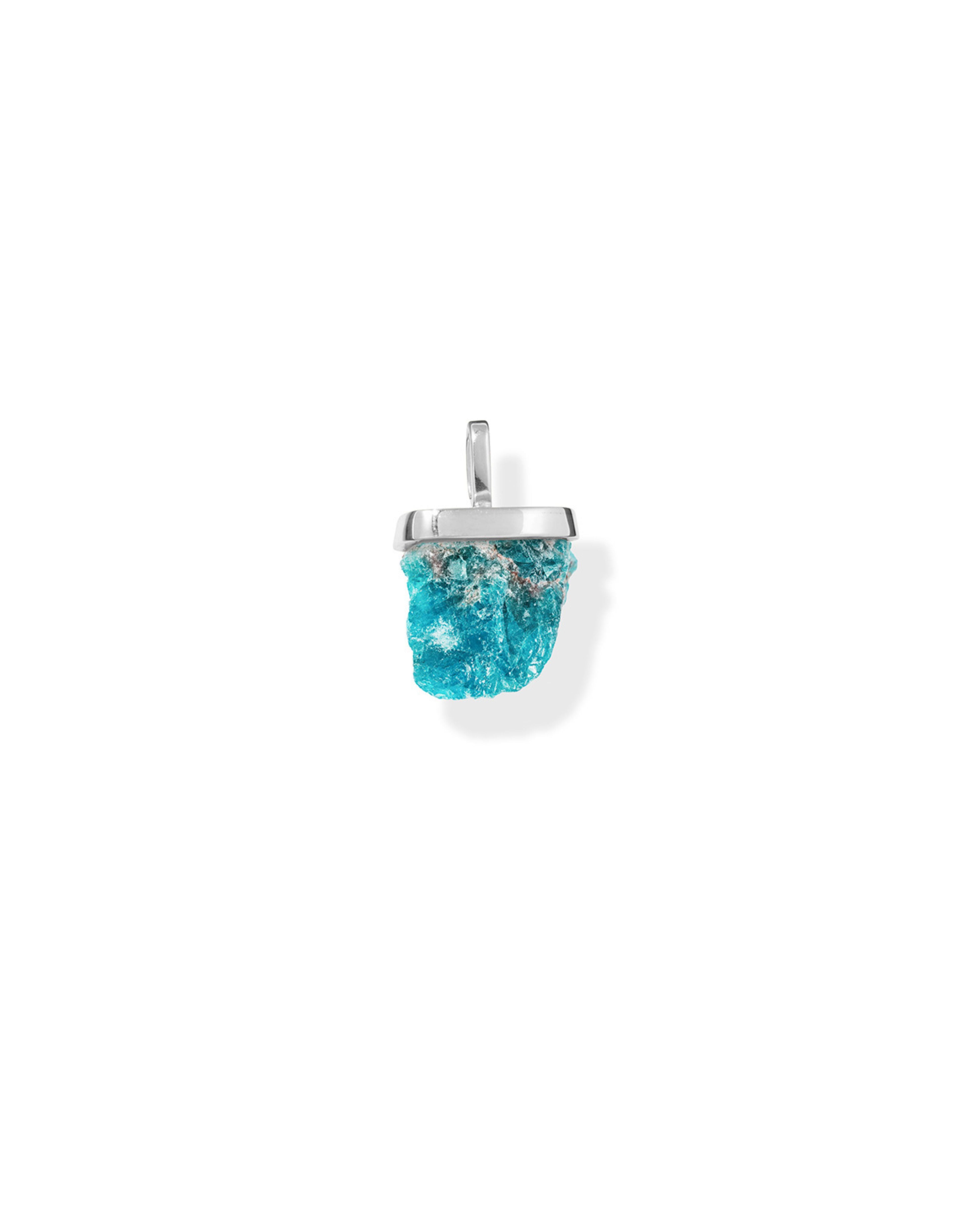 raw crystal necklace charm blue apatite sterling silver