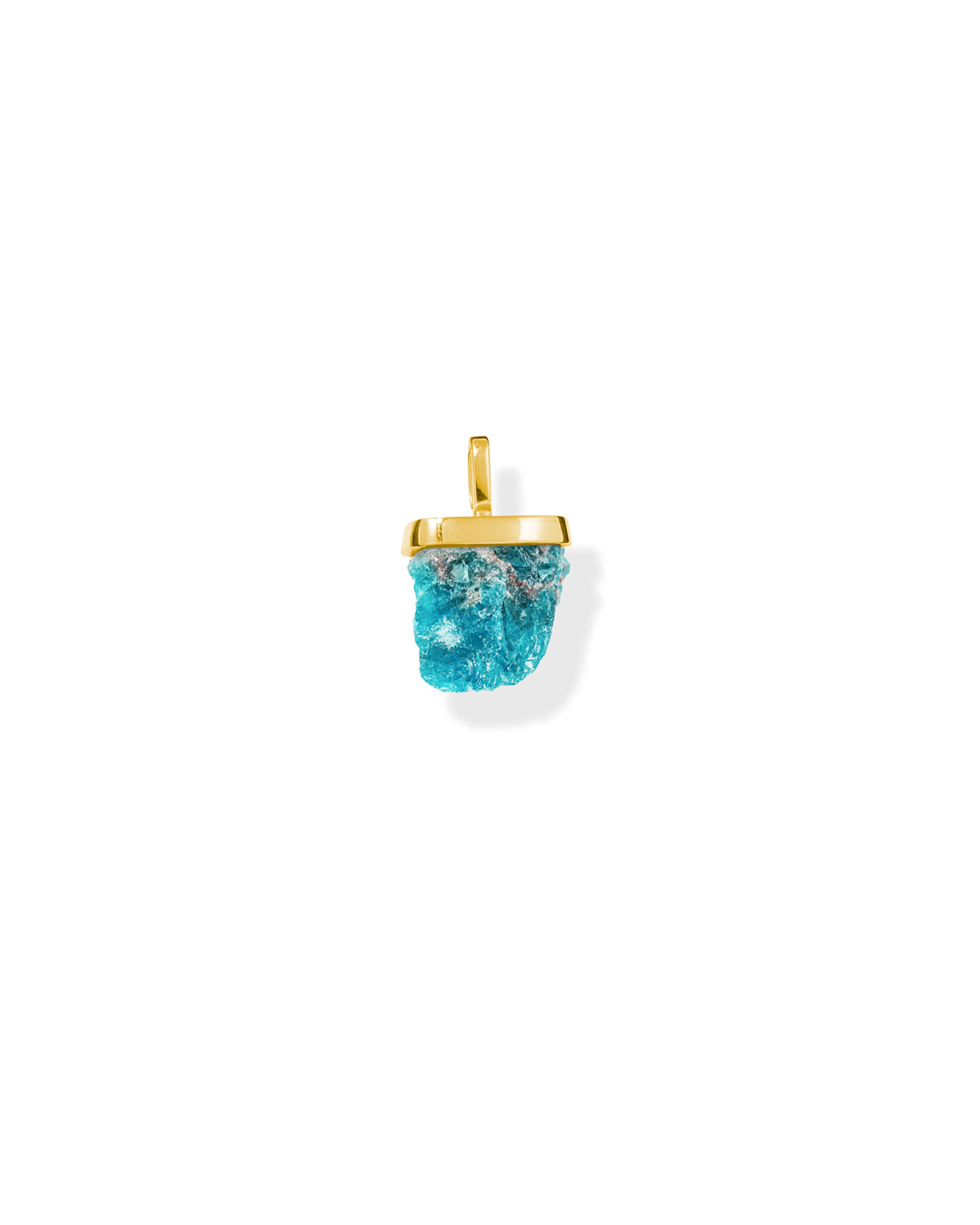 raw crystal necklace charm blue apatite Gold