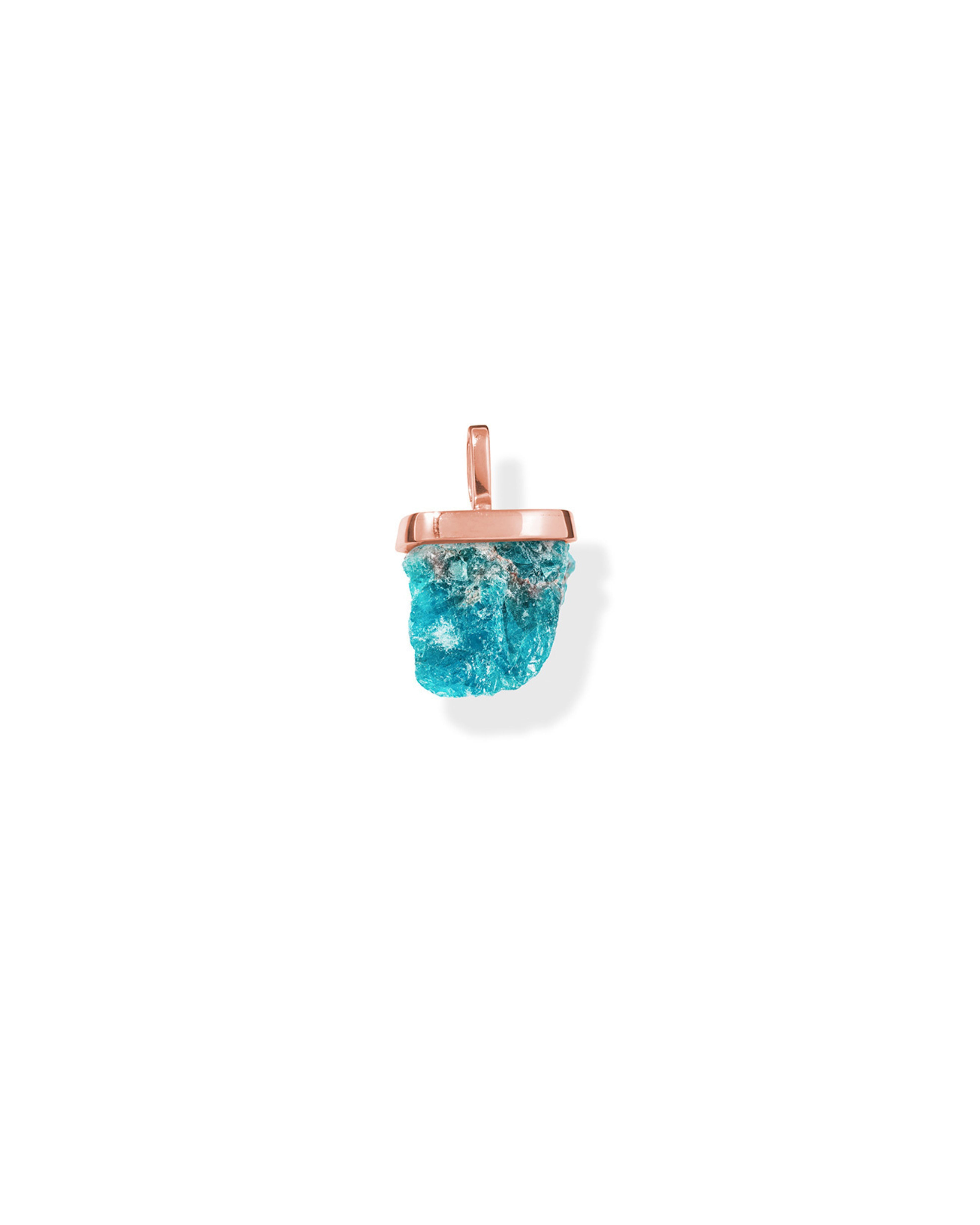 raw crystal necklace charm blue apatite rose gold