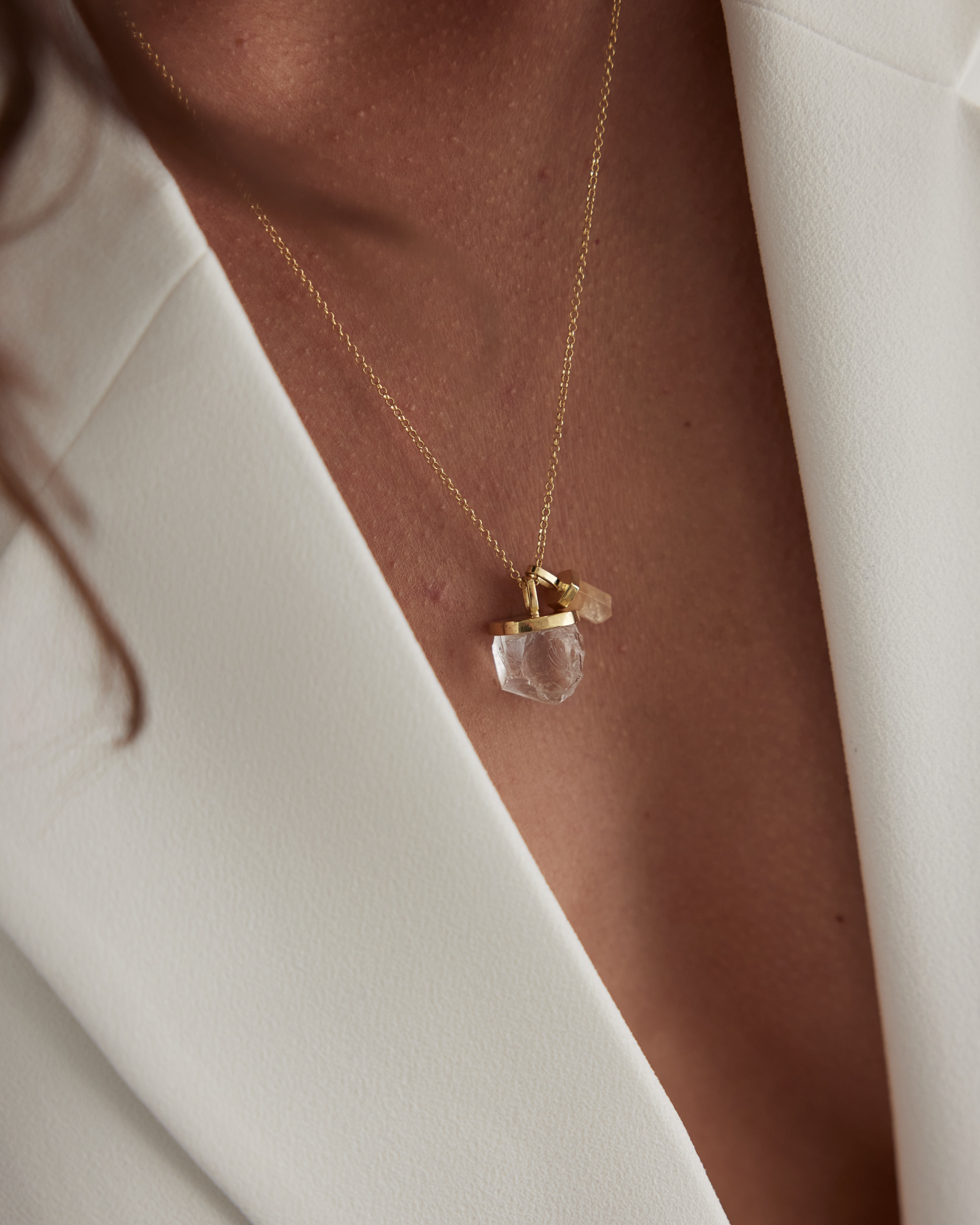 Krystle Knight Jewellery Custom Raw Crystal 18K Gold Vermeil Necklace
