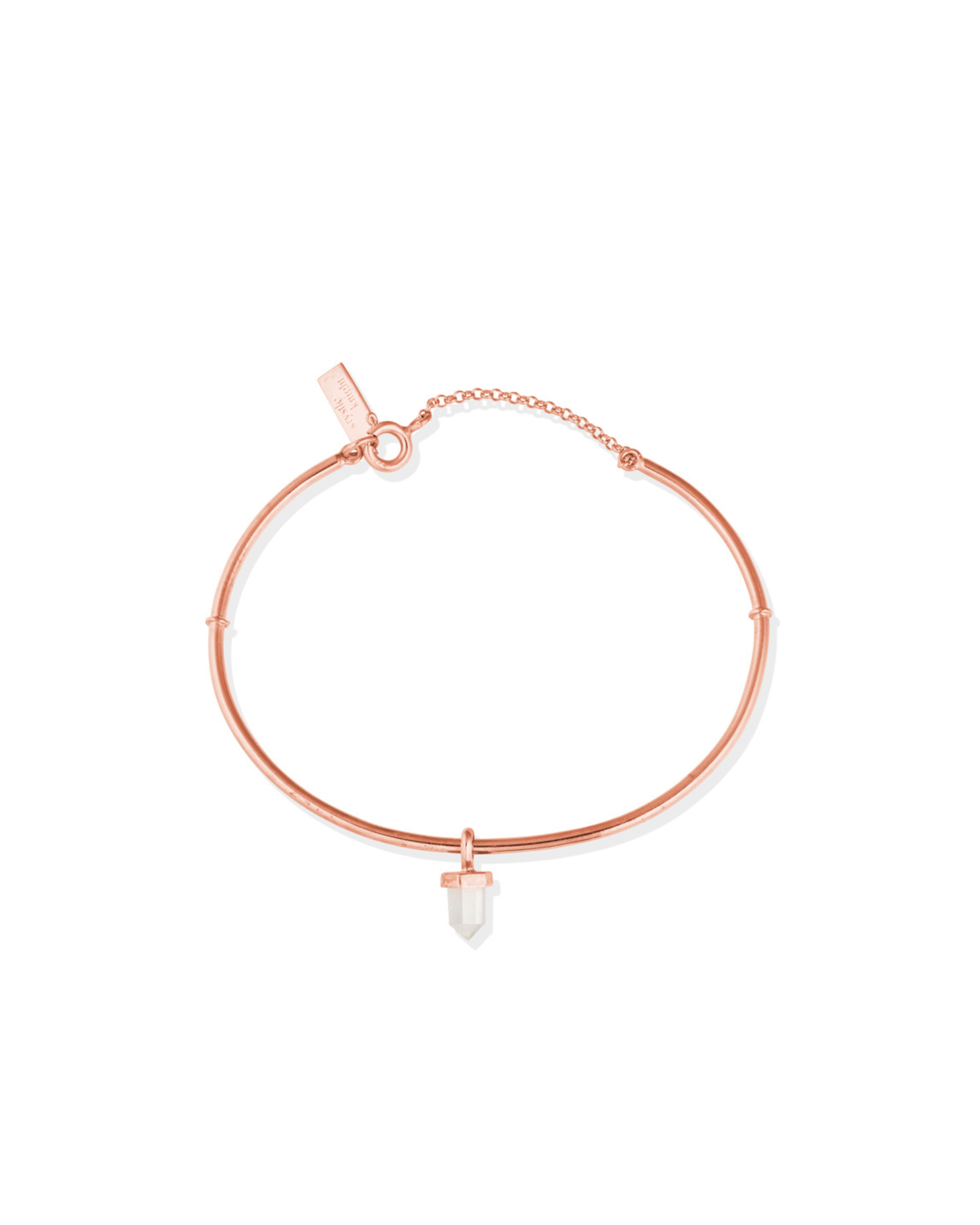 Rose Gold Bracelet with chain + clear quartz