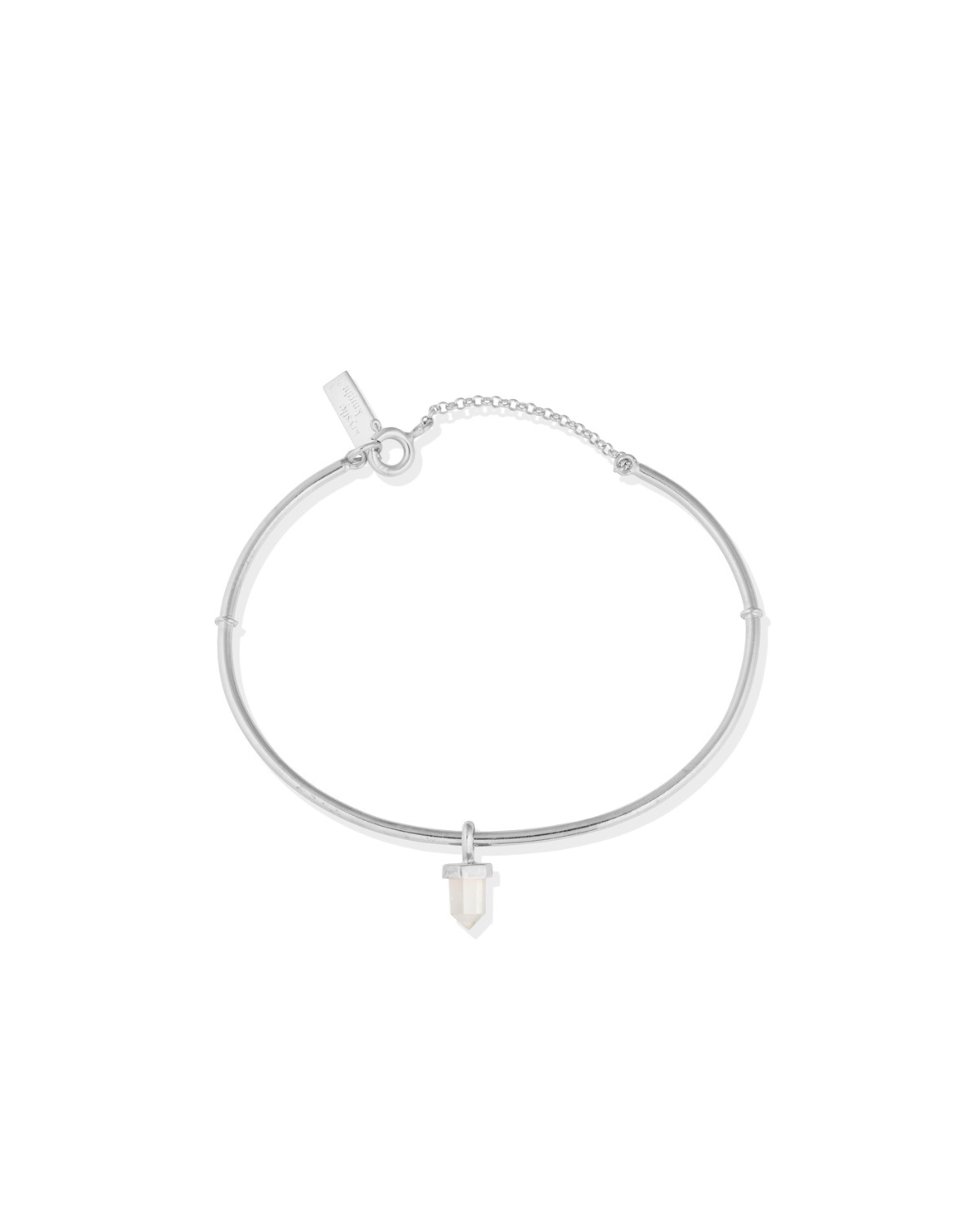 Silver Bracelet with chain + clear quartz