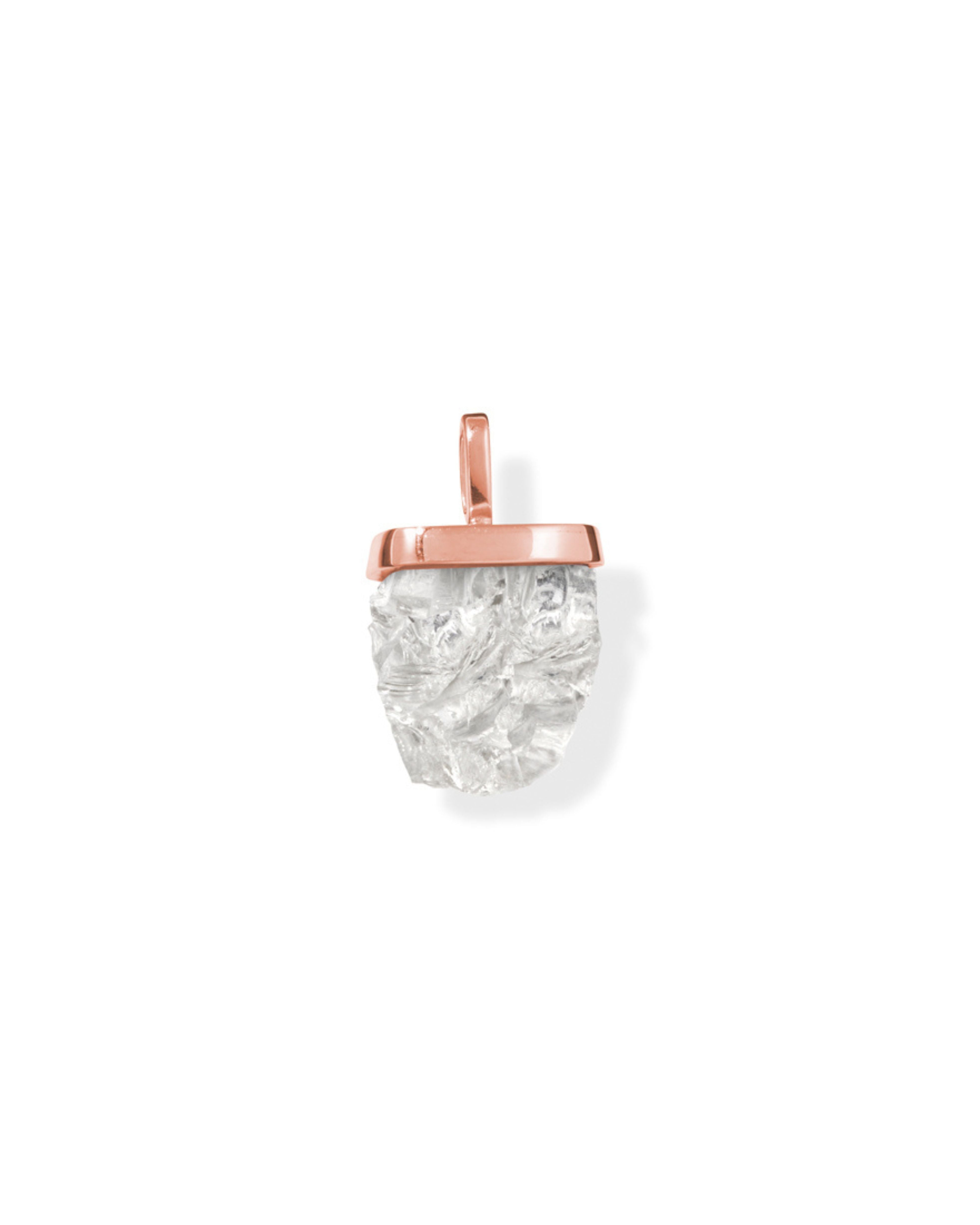 Herkimer Diamond Quartz Necklace Charm 14K Rose Gold Vermeil