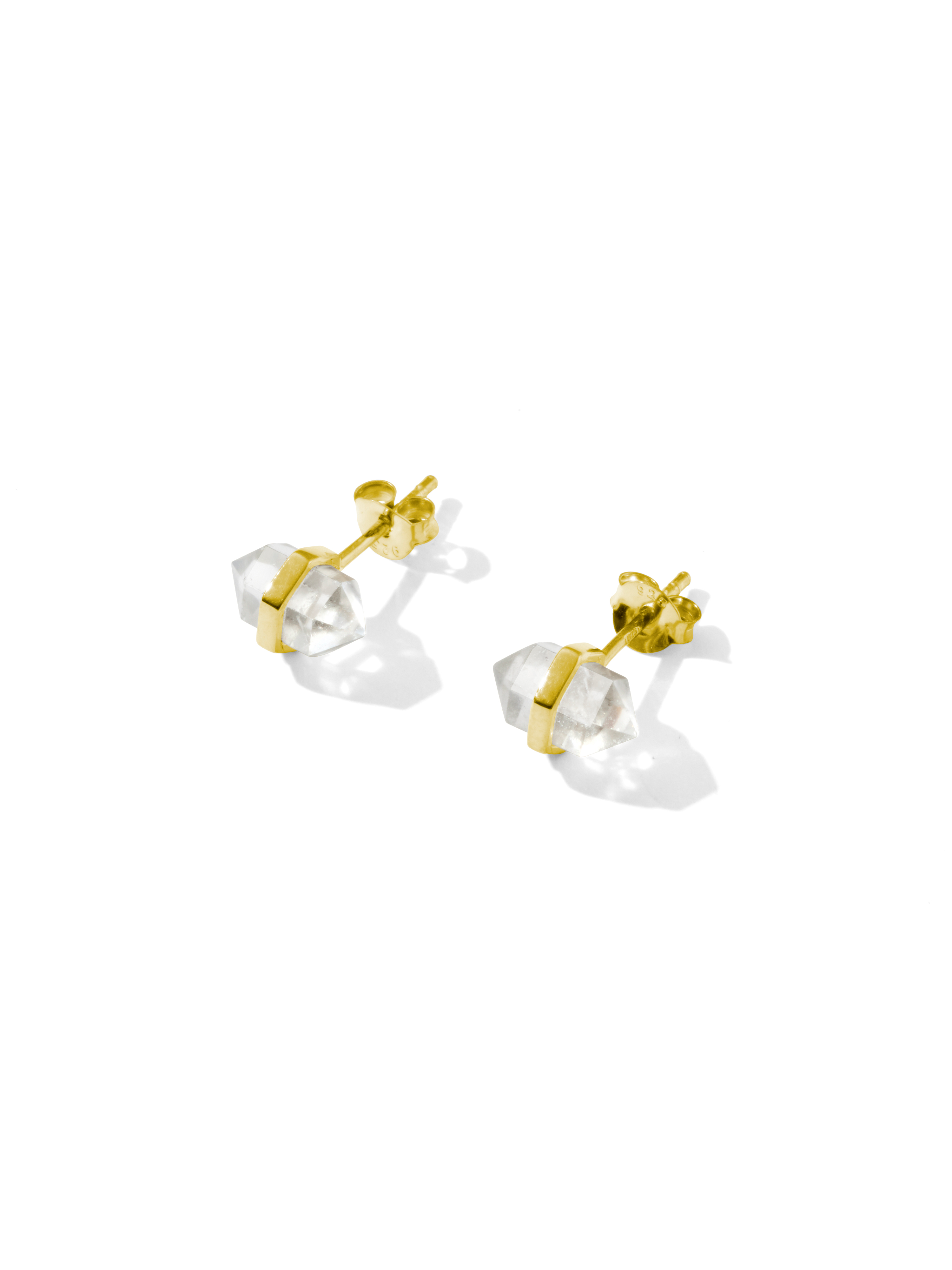 beaming crystal studs | clear quartz