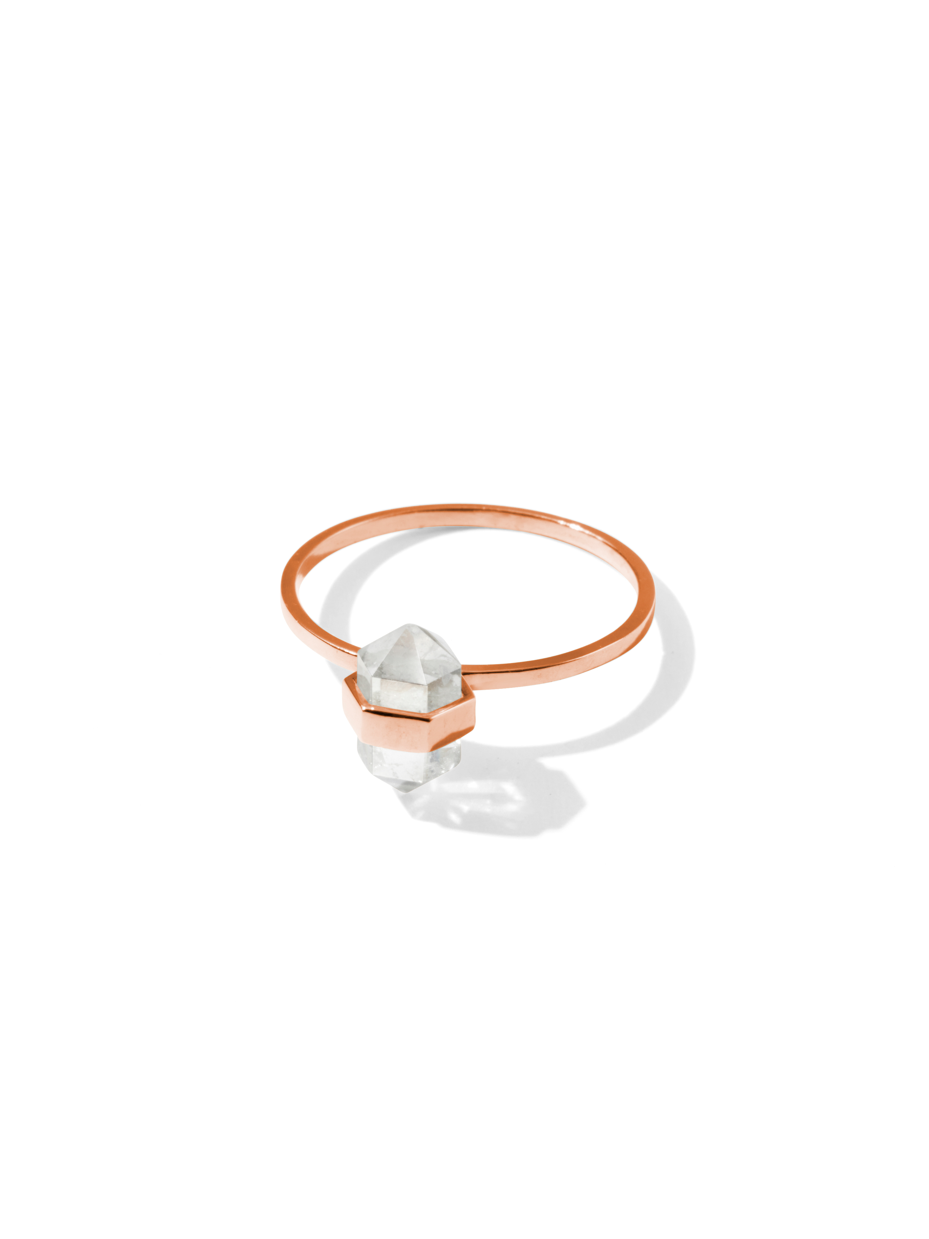 tiny calm crystal ring | clear quartz ROSE GOLD PLATED