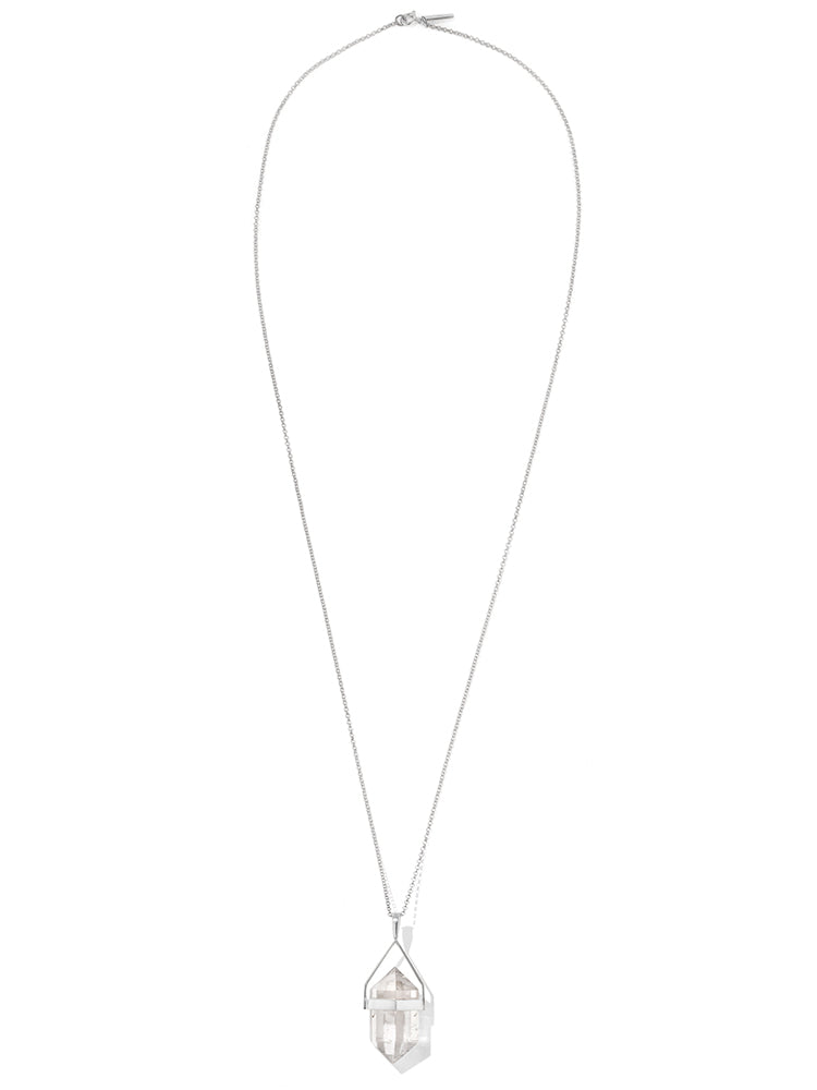Mini White Aura Clear Quartz Sterling Silver Necklace