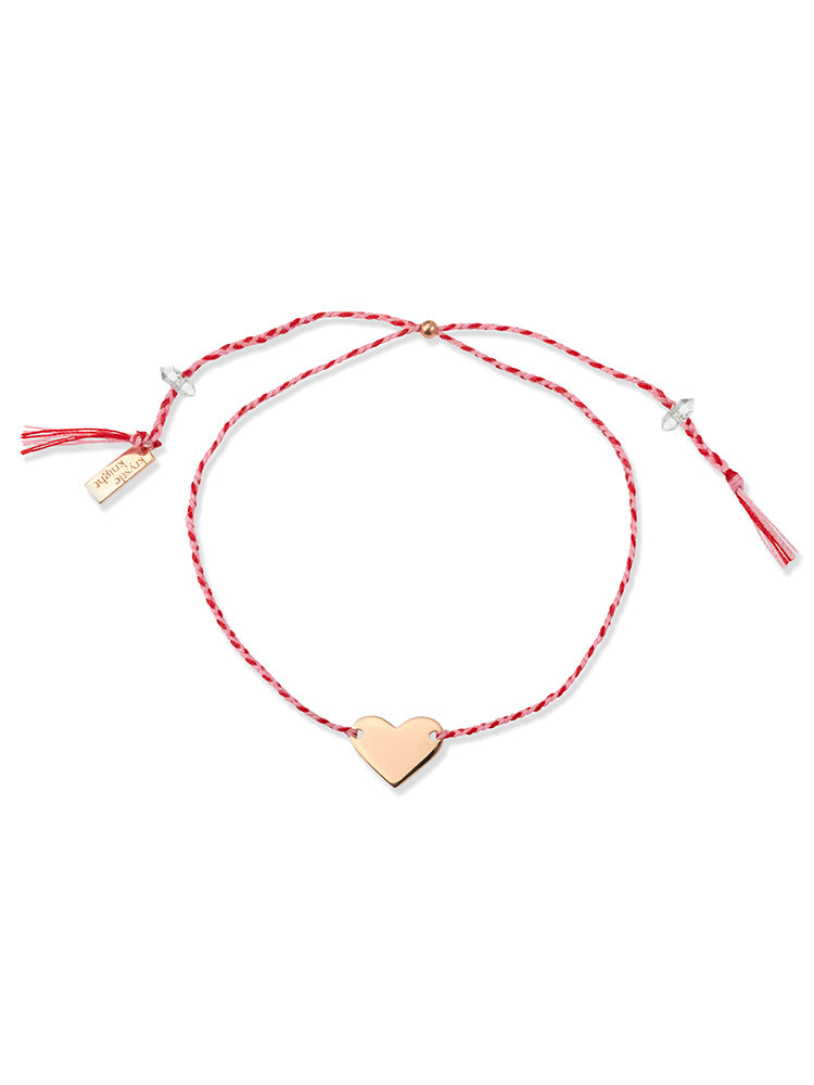 Pink & Red Cotton Bracelet Engravable Heart Plaque Herkimer Diamond Quartz Rose Gold Jewellery