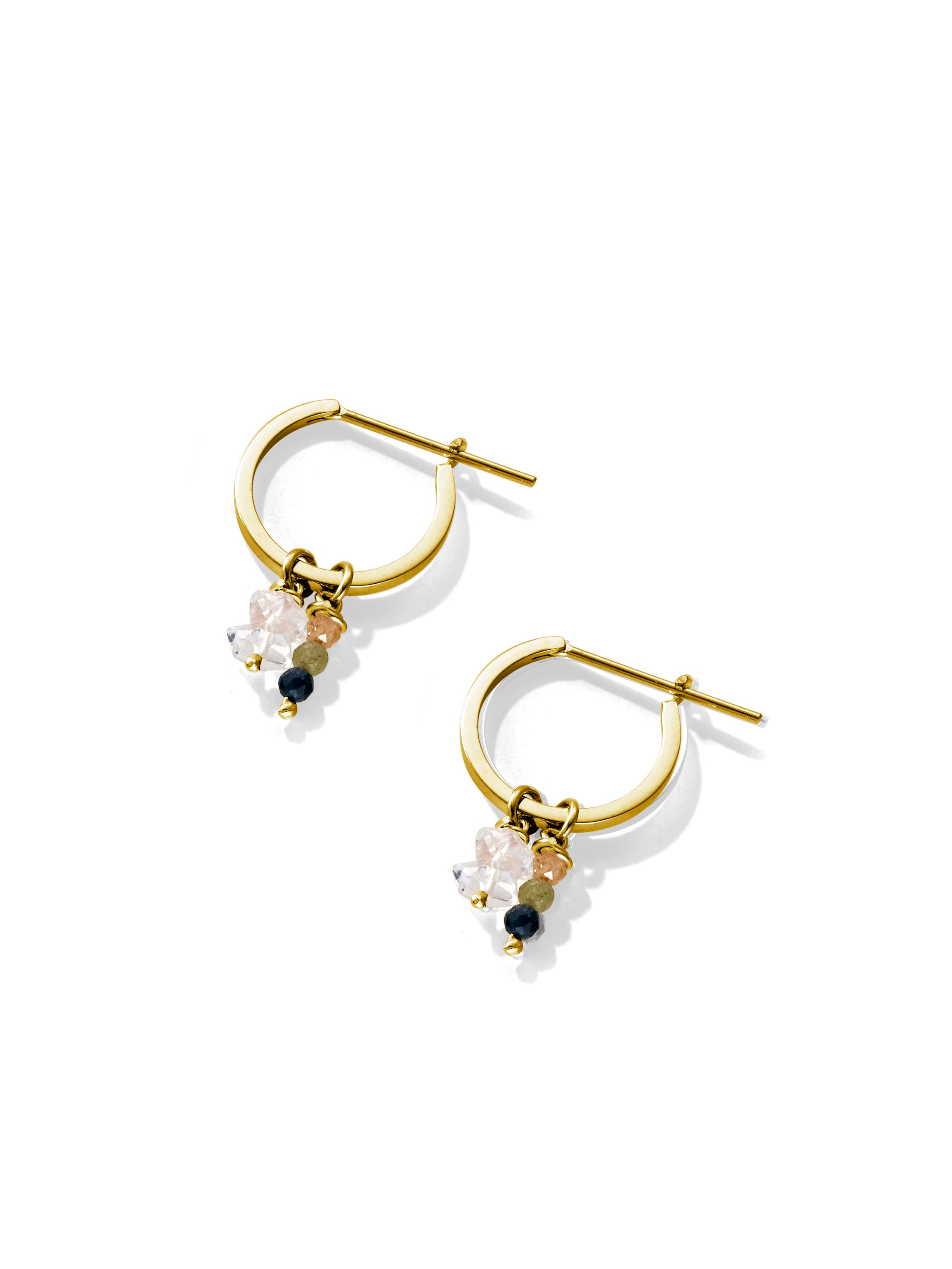 attunement earrings | tourmaline + herkimer