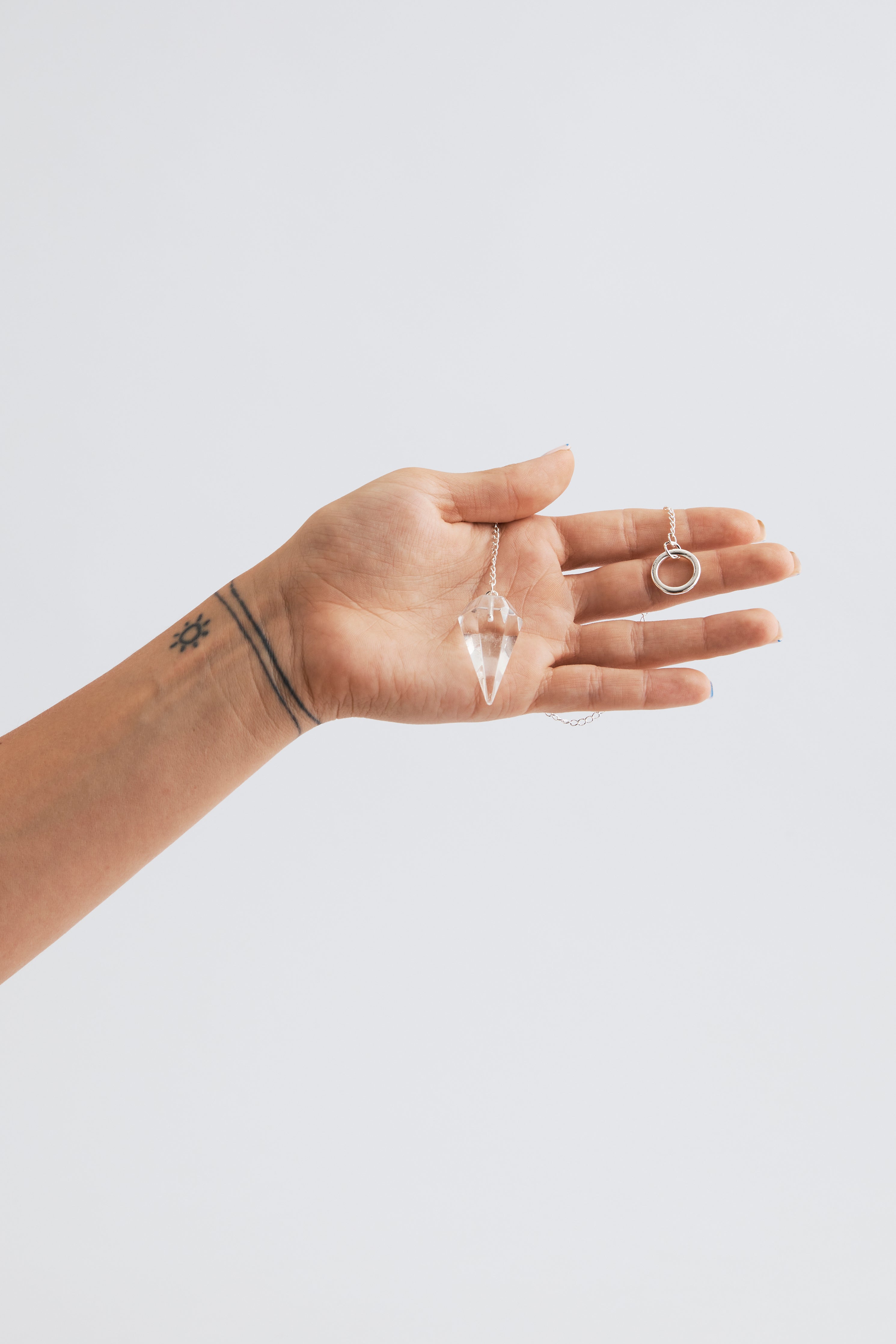 Clear Quartz Silver Pendulum