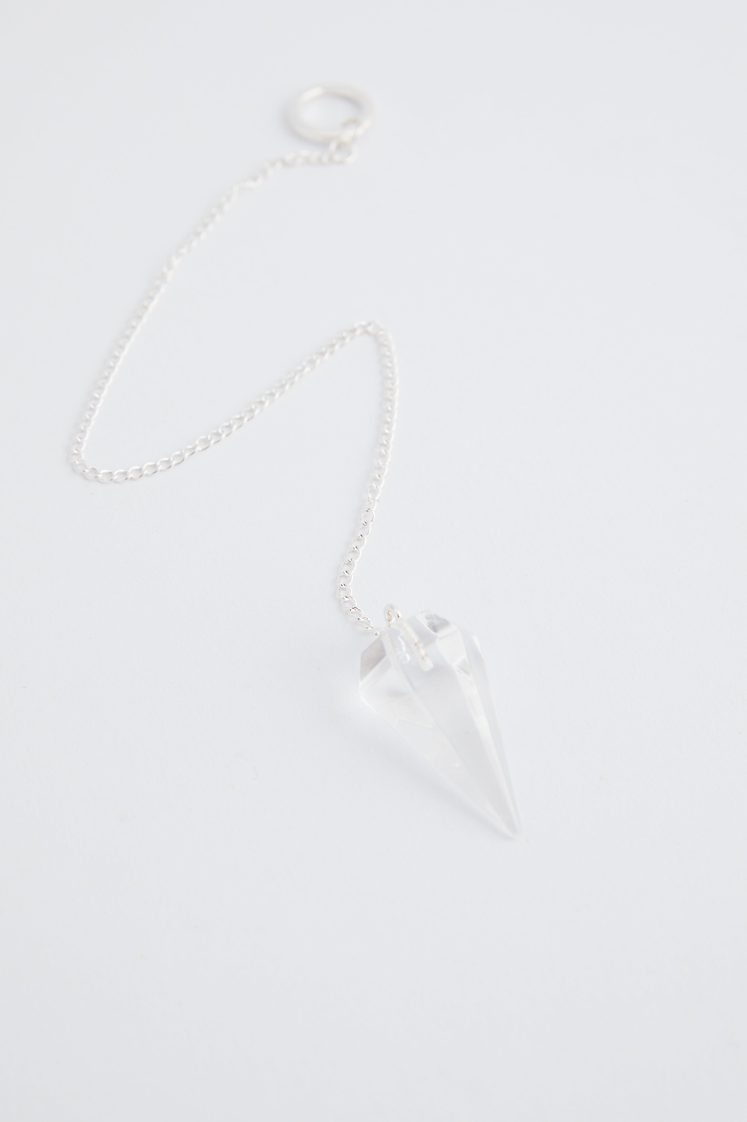 Clear Quartz Silver Pendulum