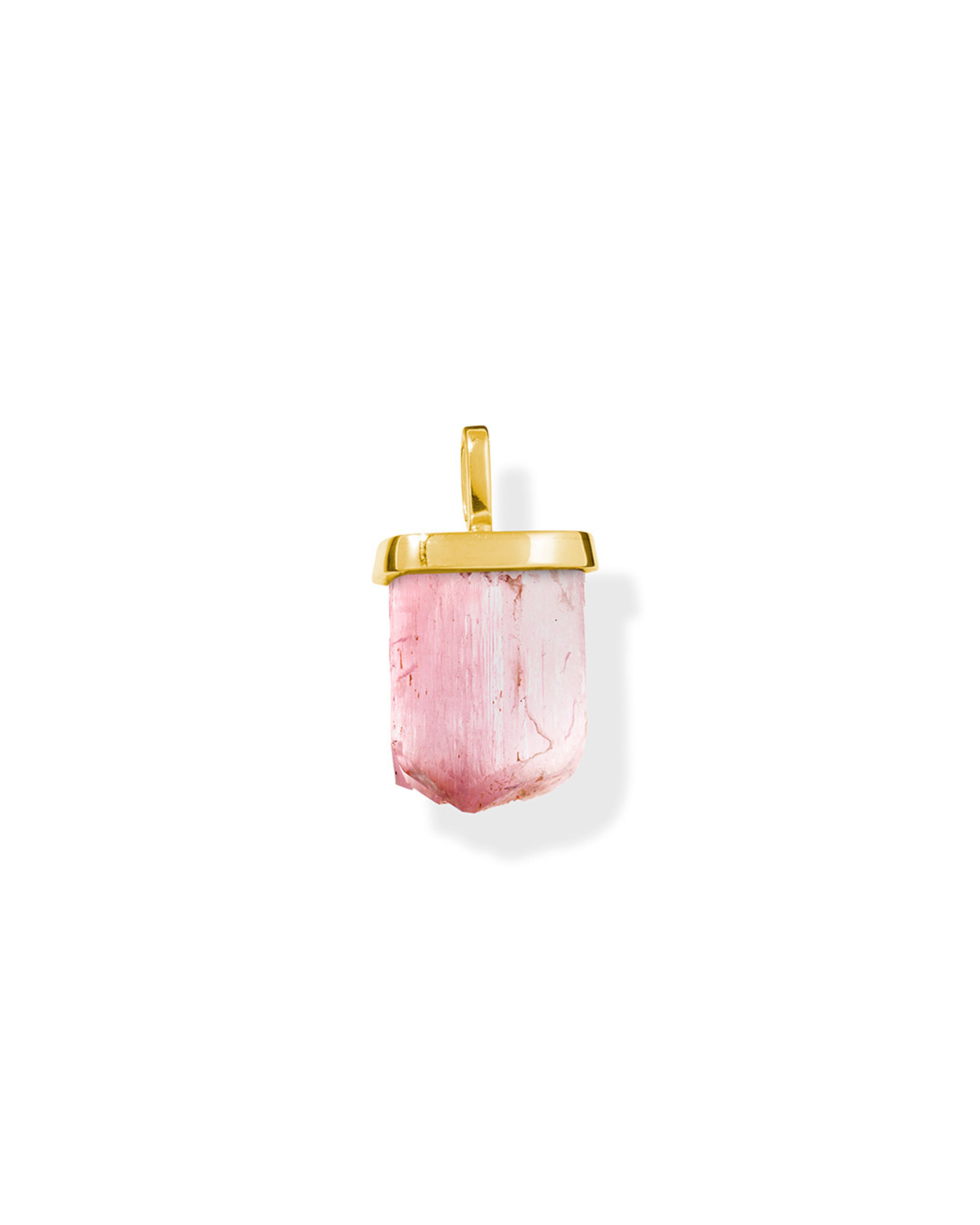 raw crystal necklace charm kunzite gold