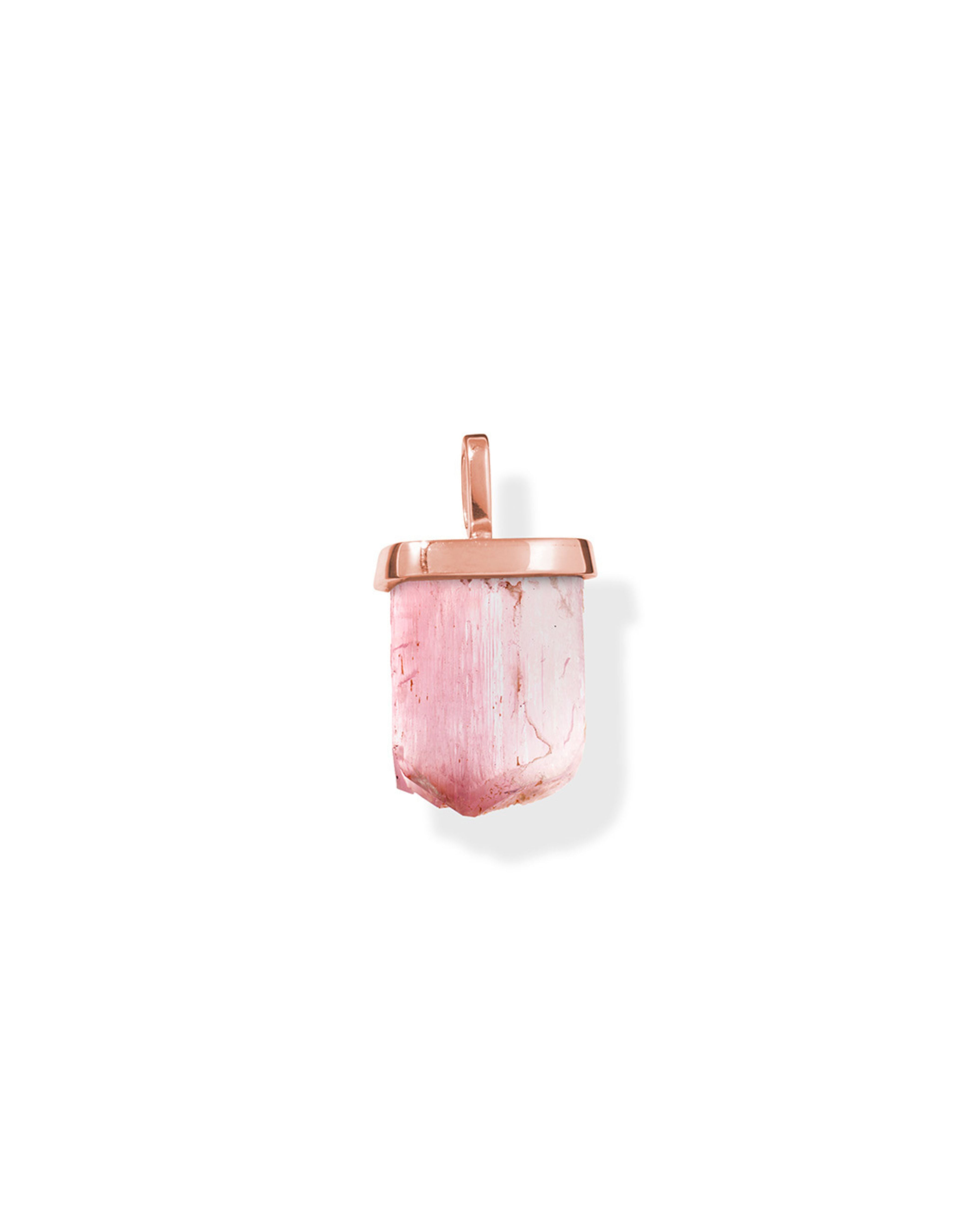 raw crystal necklace charm kunzite rose gold