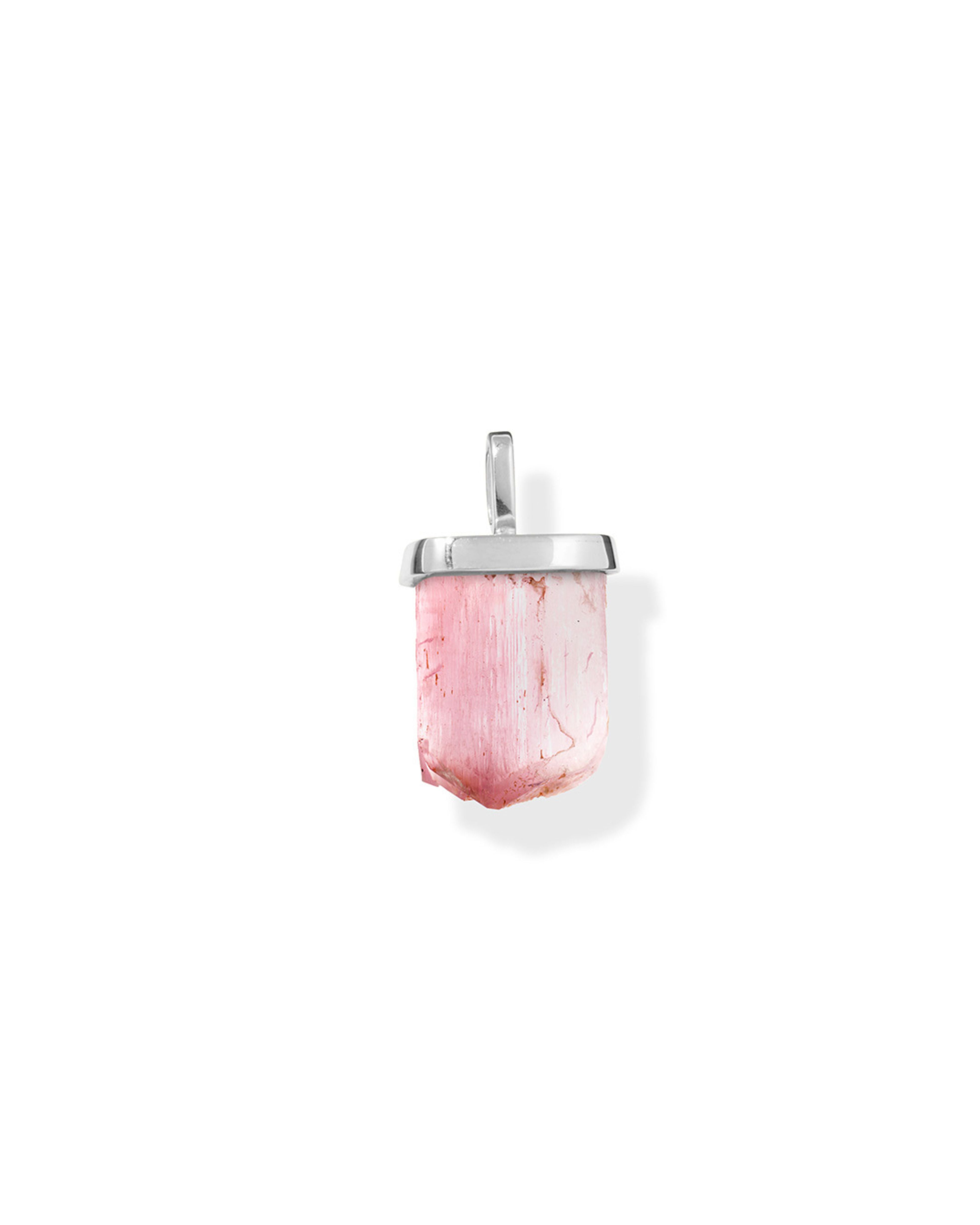 raw crystal necklace charm kunzite sterling silver