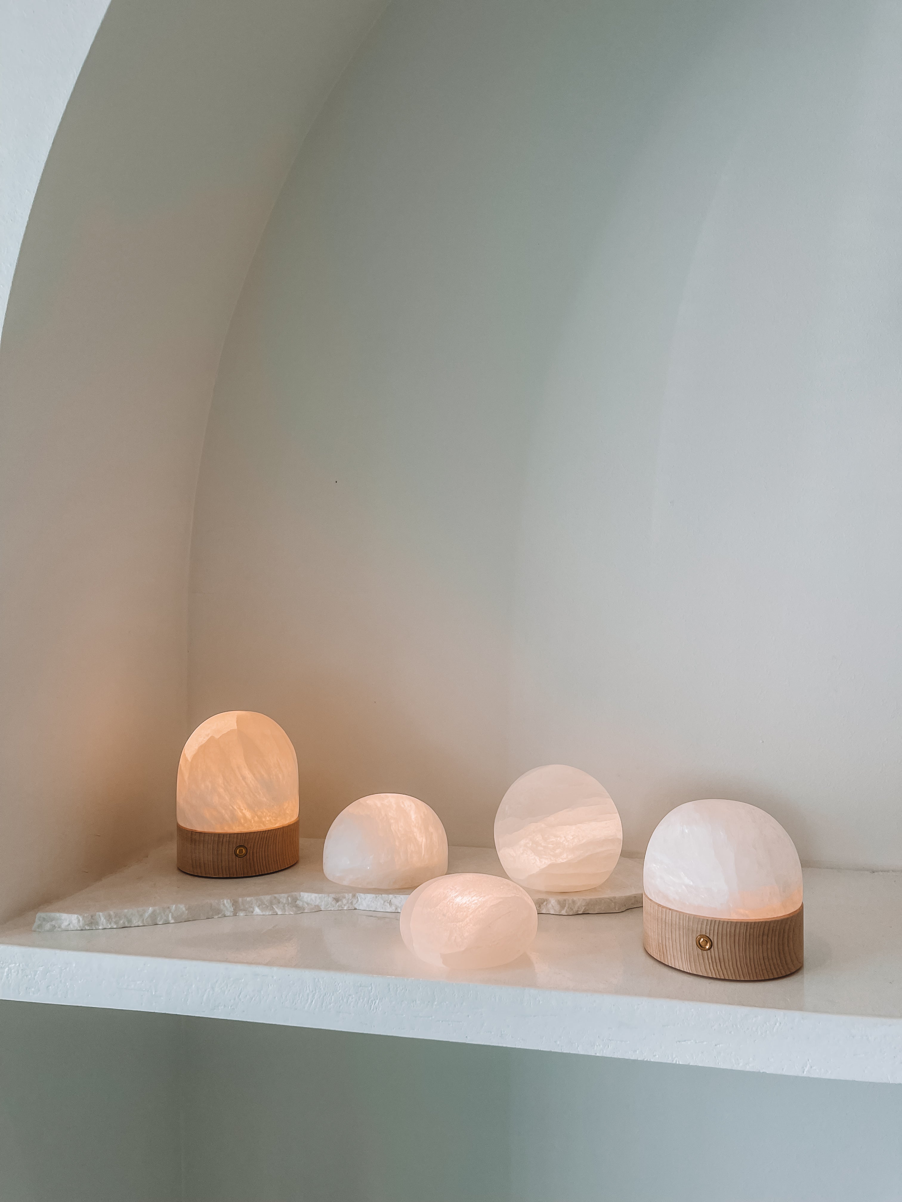 Selenite Lights in Different Sizes