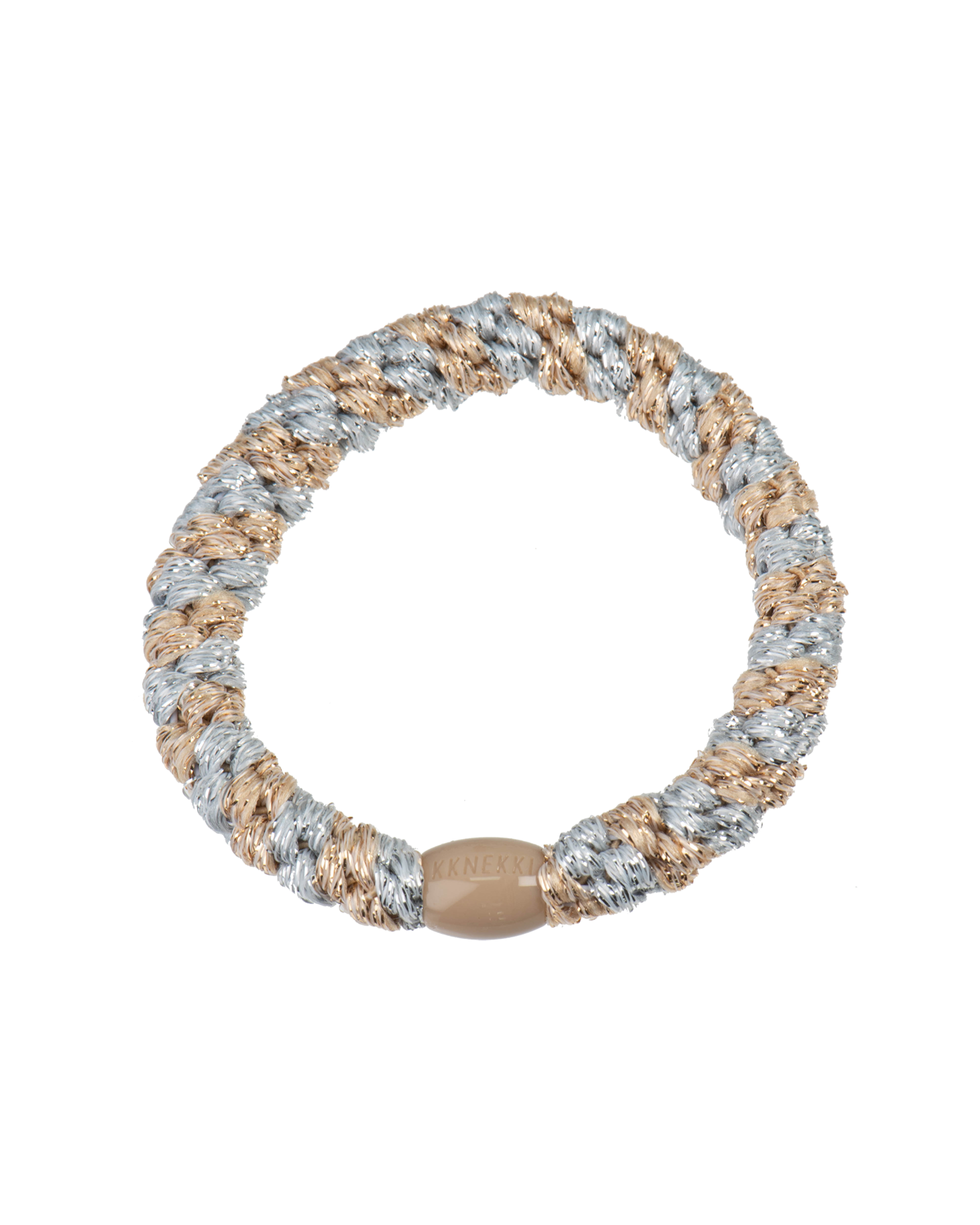 KKNEKKI Hair Elastics Silver Beige Glitter