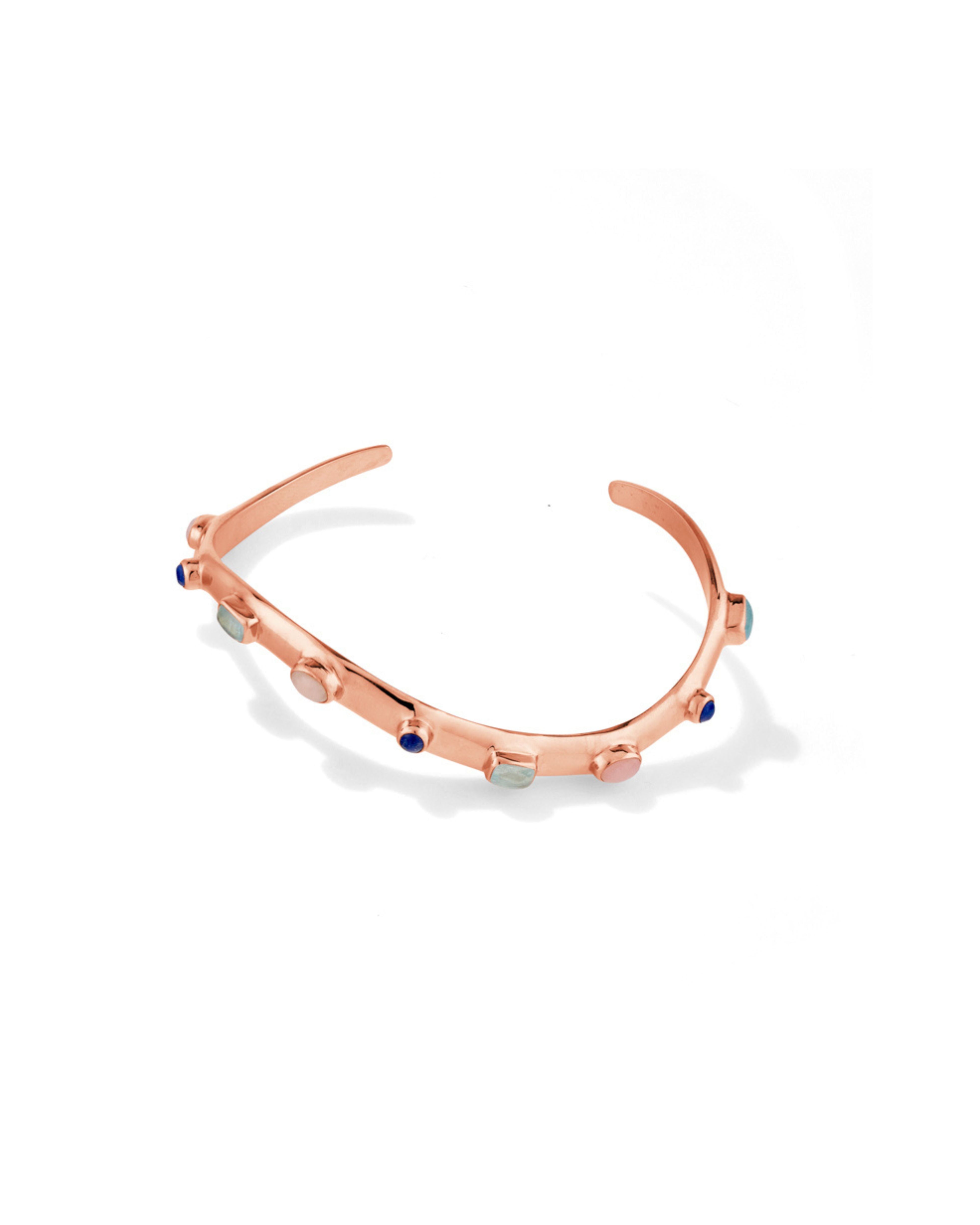 Wave Cuff featuring Aqua Marine, Pink Opal + Lapis Lazuli
