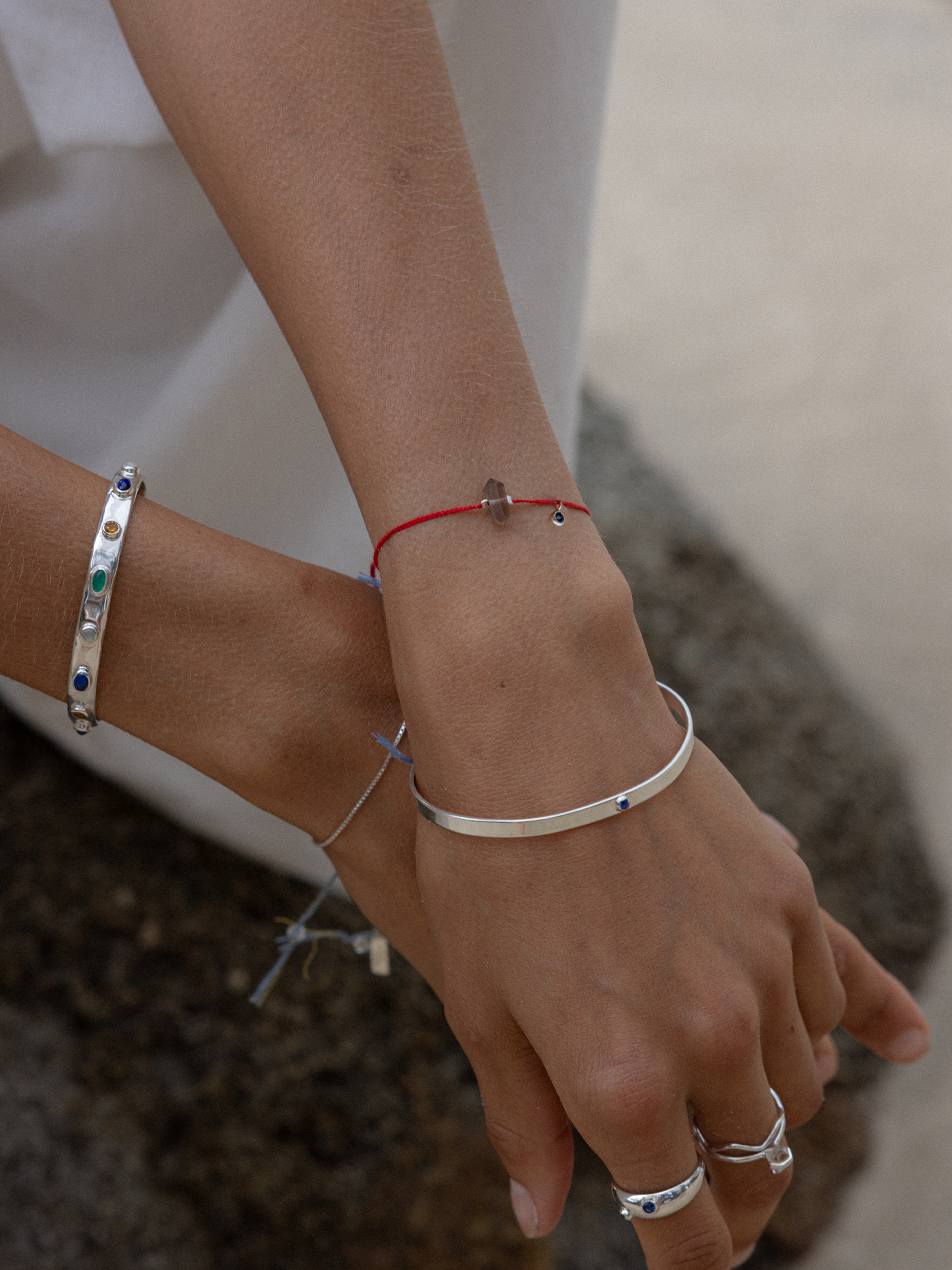 warrior bracelet | smoky quartz + blue sapphire