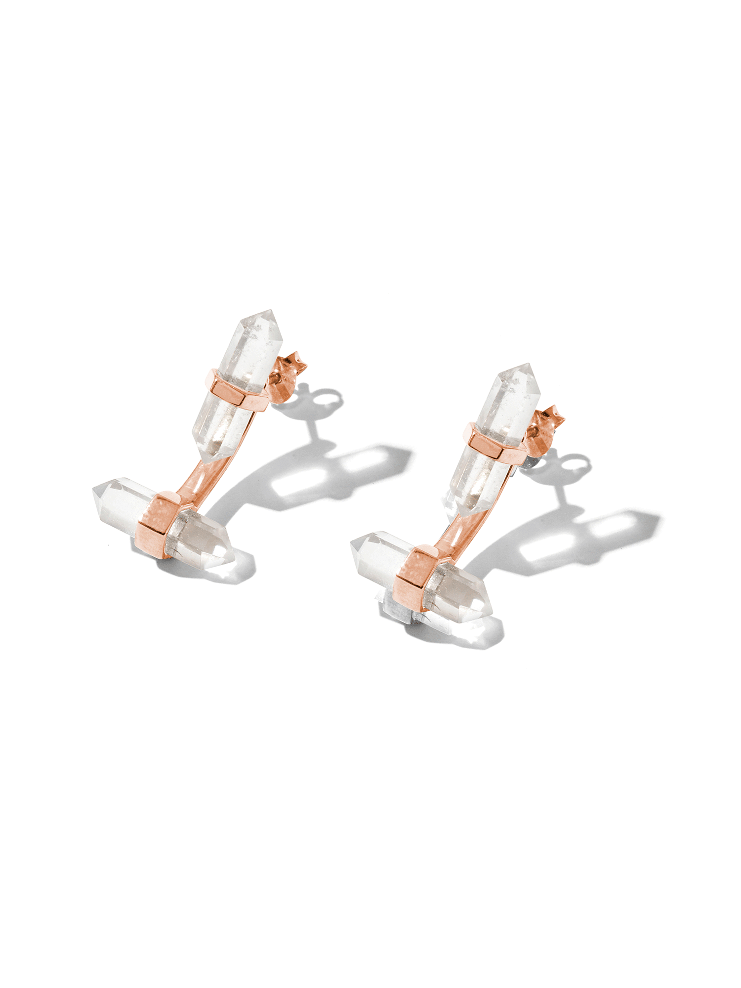 alight drop lobe earrings | clear quartz