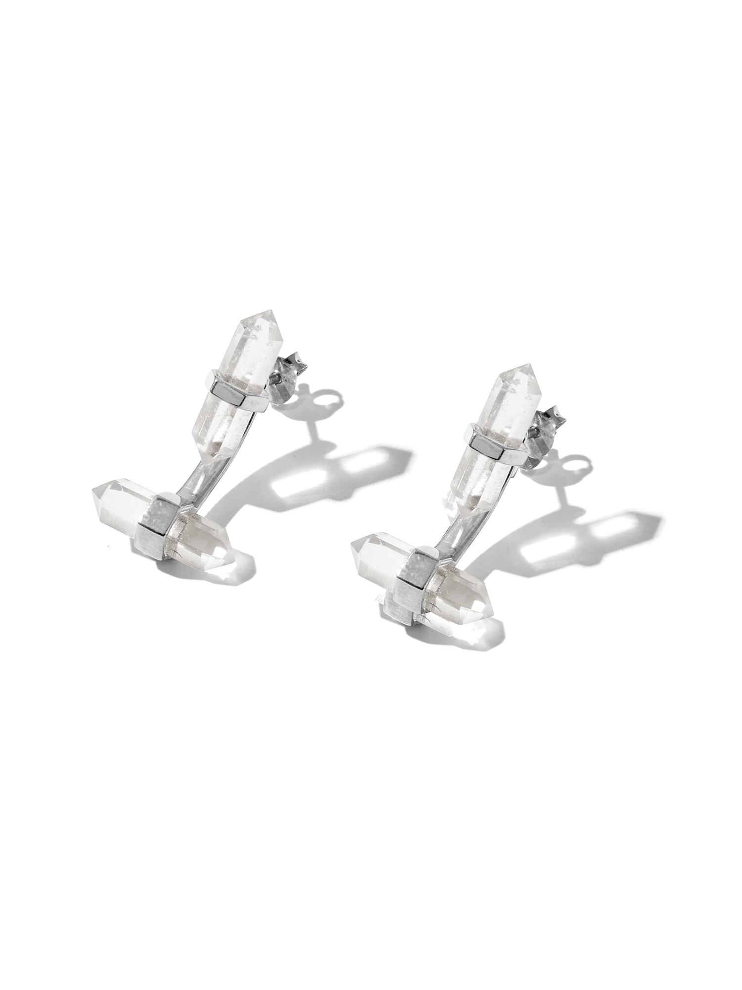 alight drop lobe earrings | clear quartz