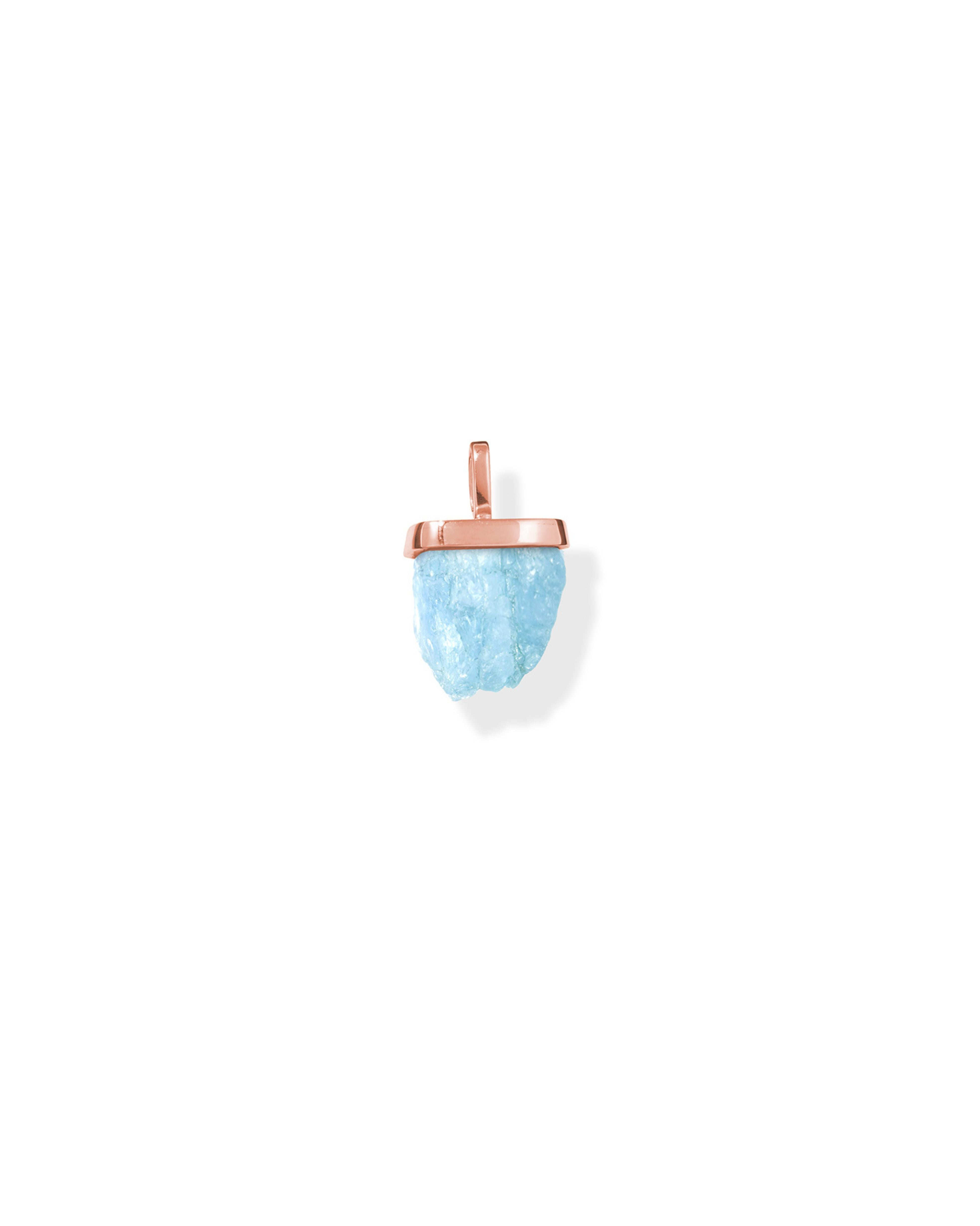 raw crystal necklace charm aqua marine rose gold