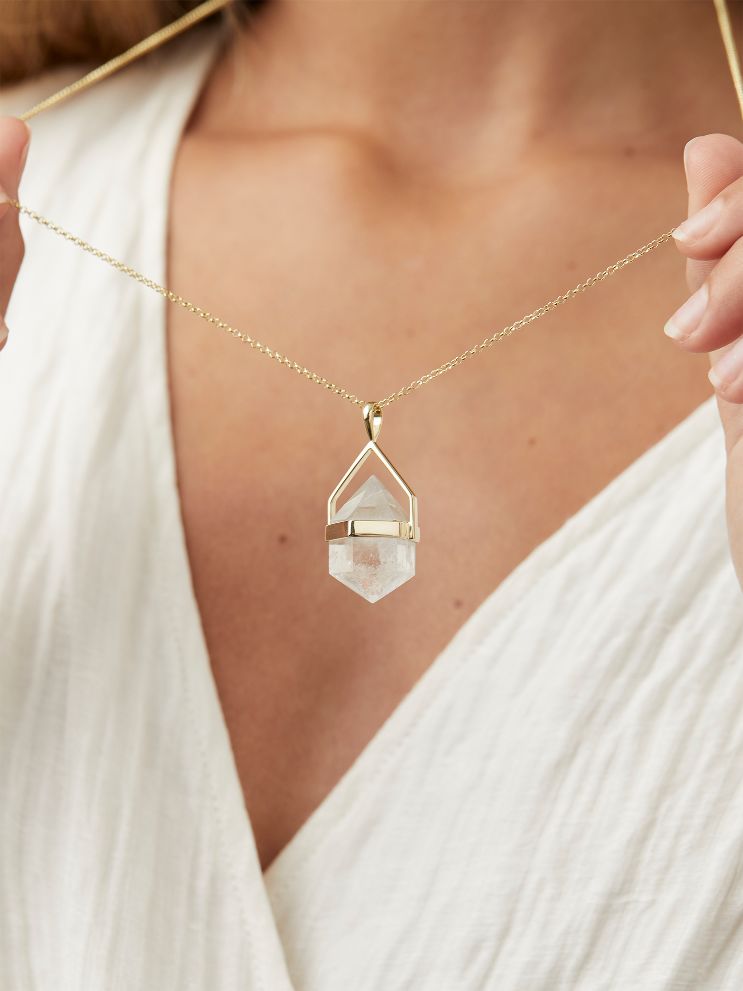 mini white aura necklace #4 | clear quartz