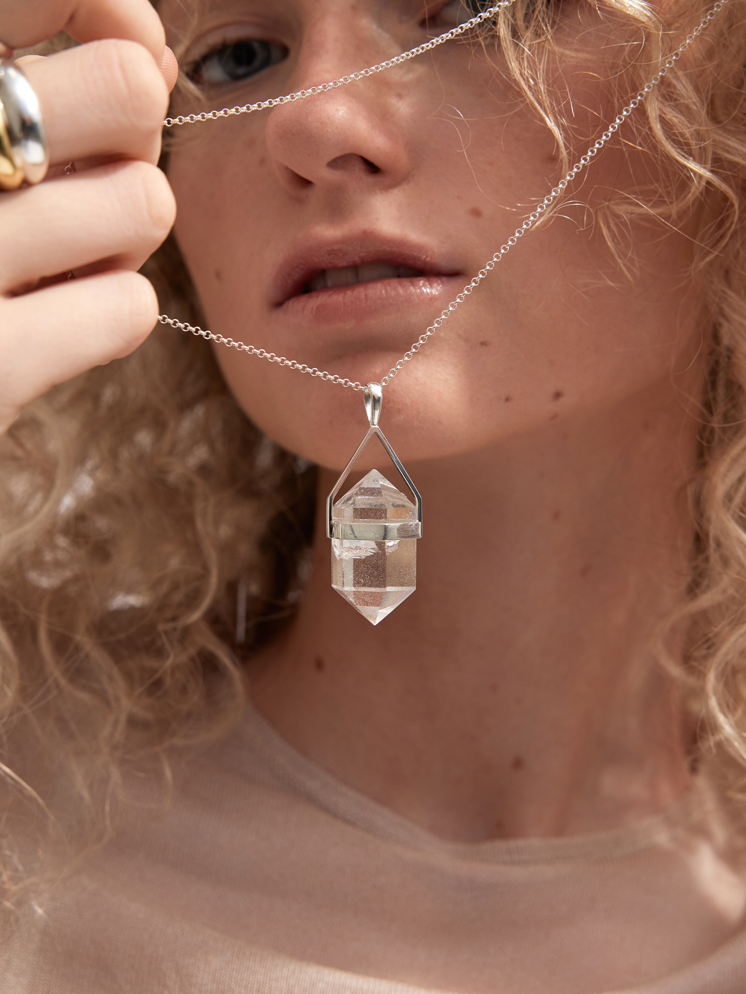 mini white aura necklace #5 | clear quartz