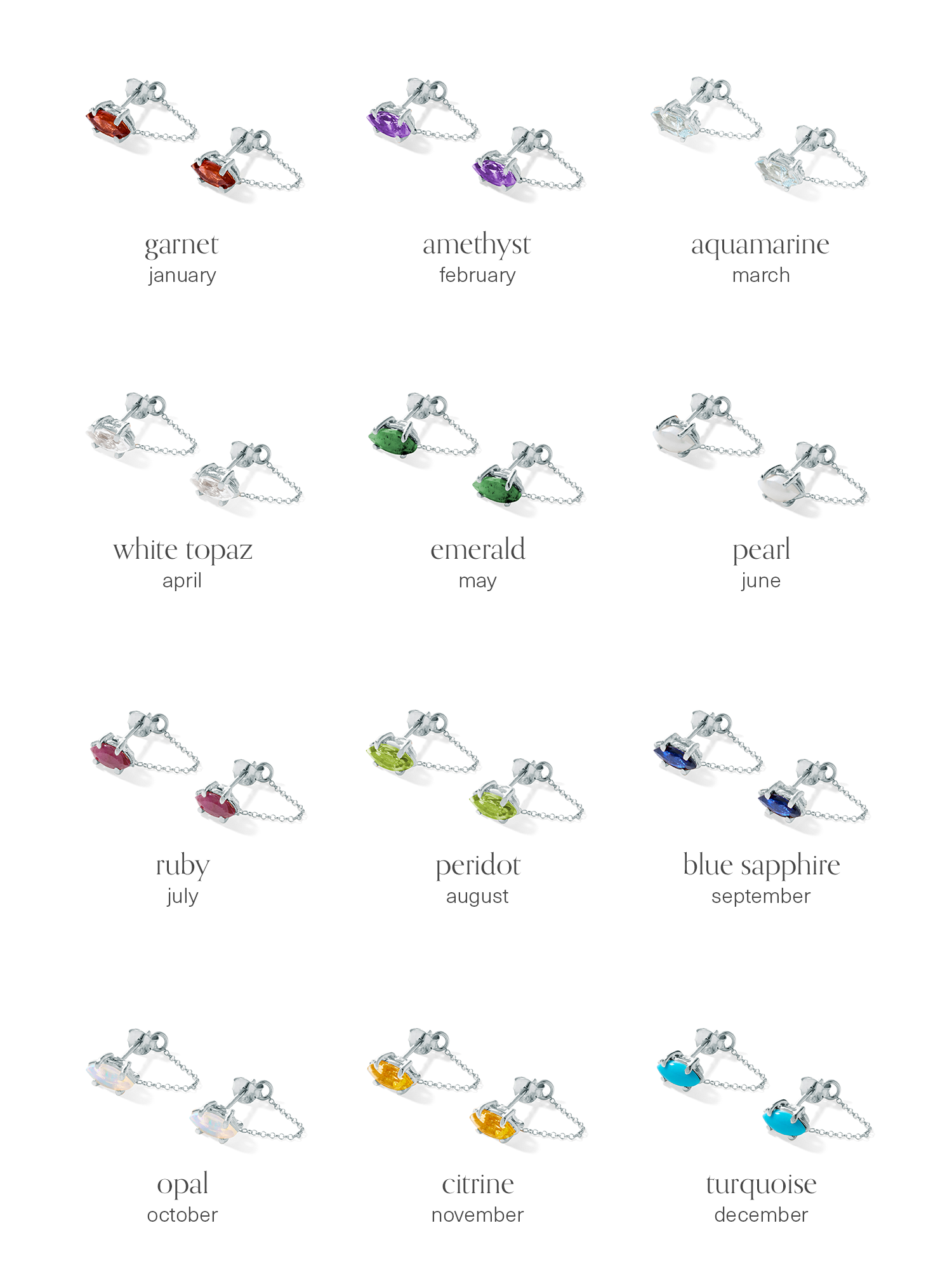 arctic studs | birthstones