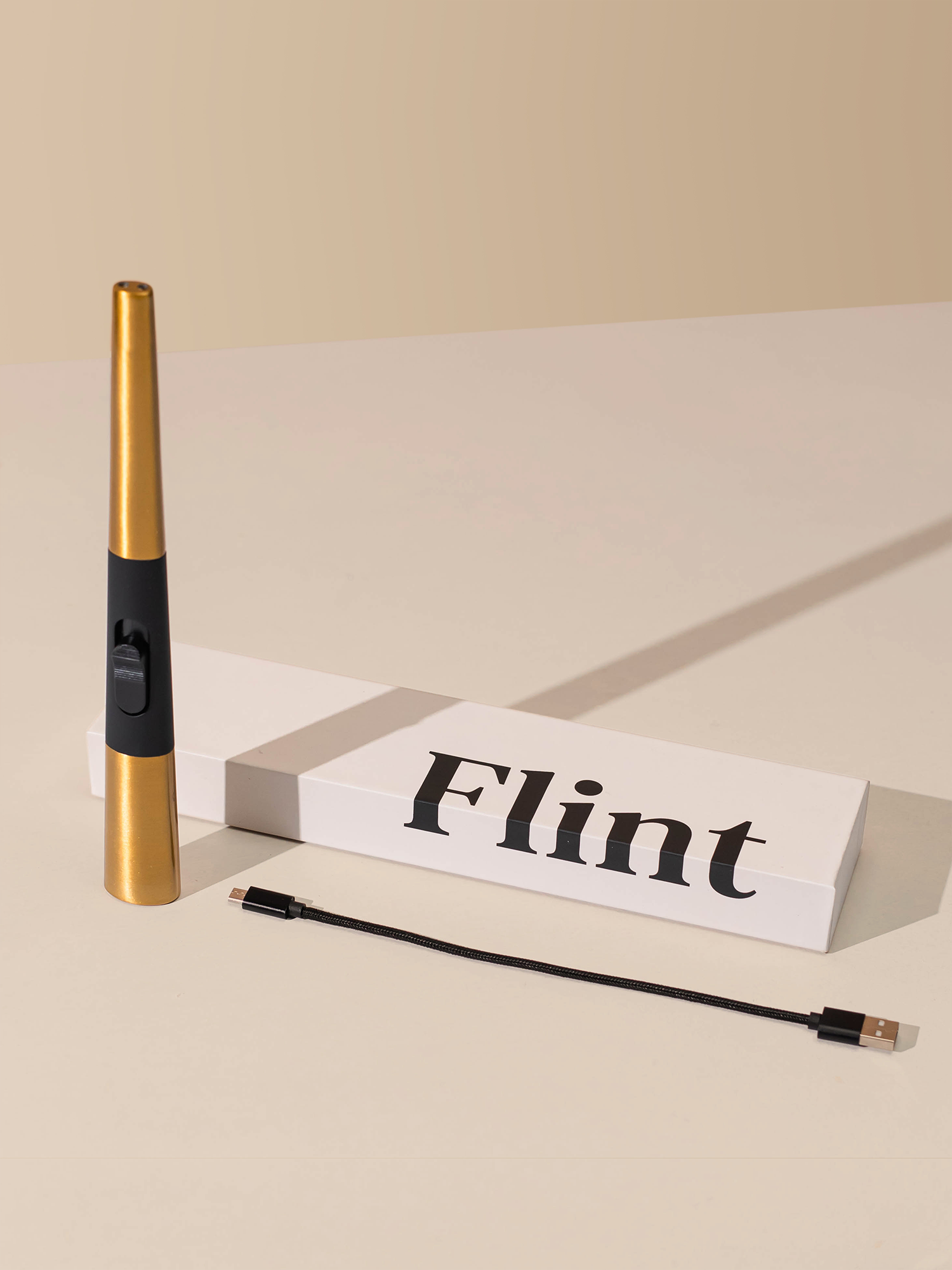 brass rechargeable candle lighter | flint