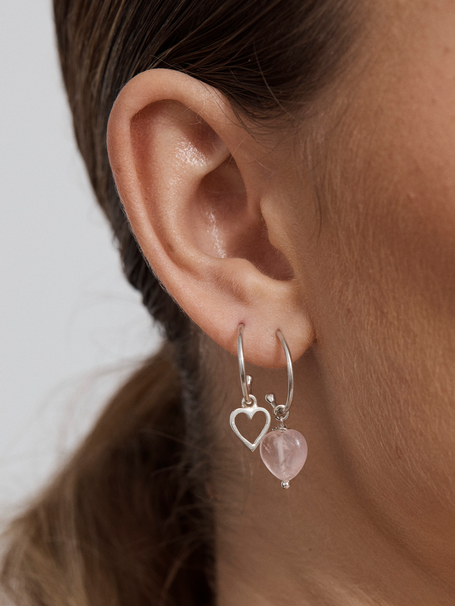 quartz heart earring charm | rose quartz