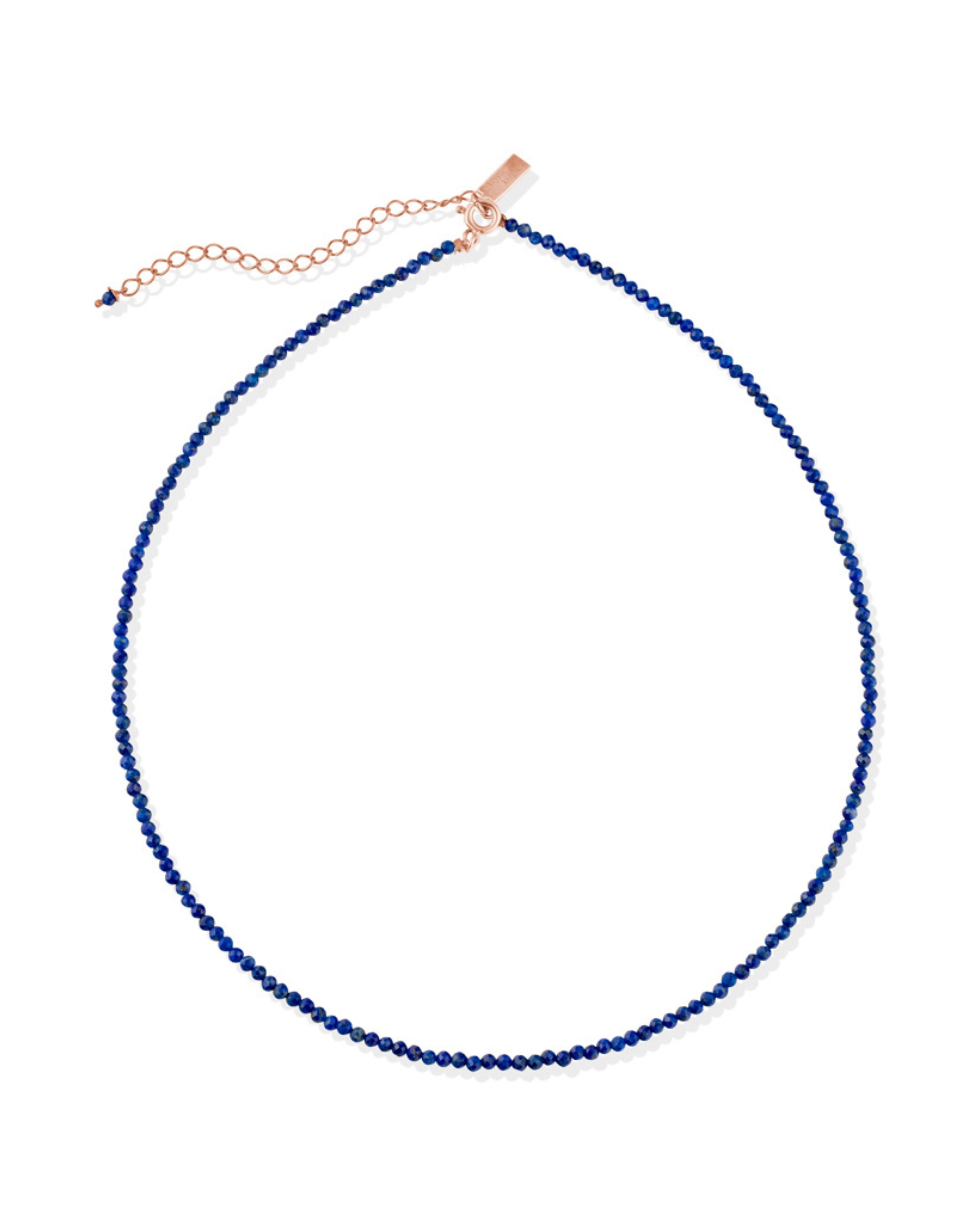 Lapis Lazuli Beaded necklace Rose Gold Plated