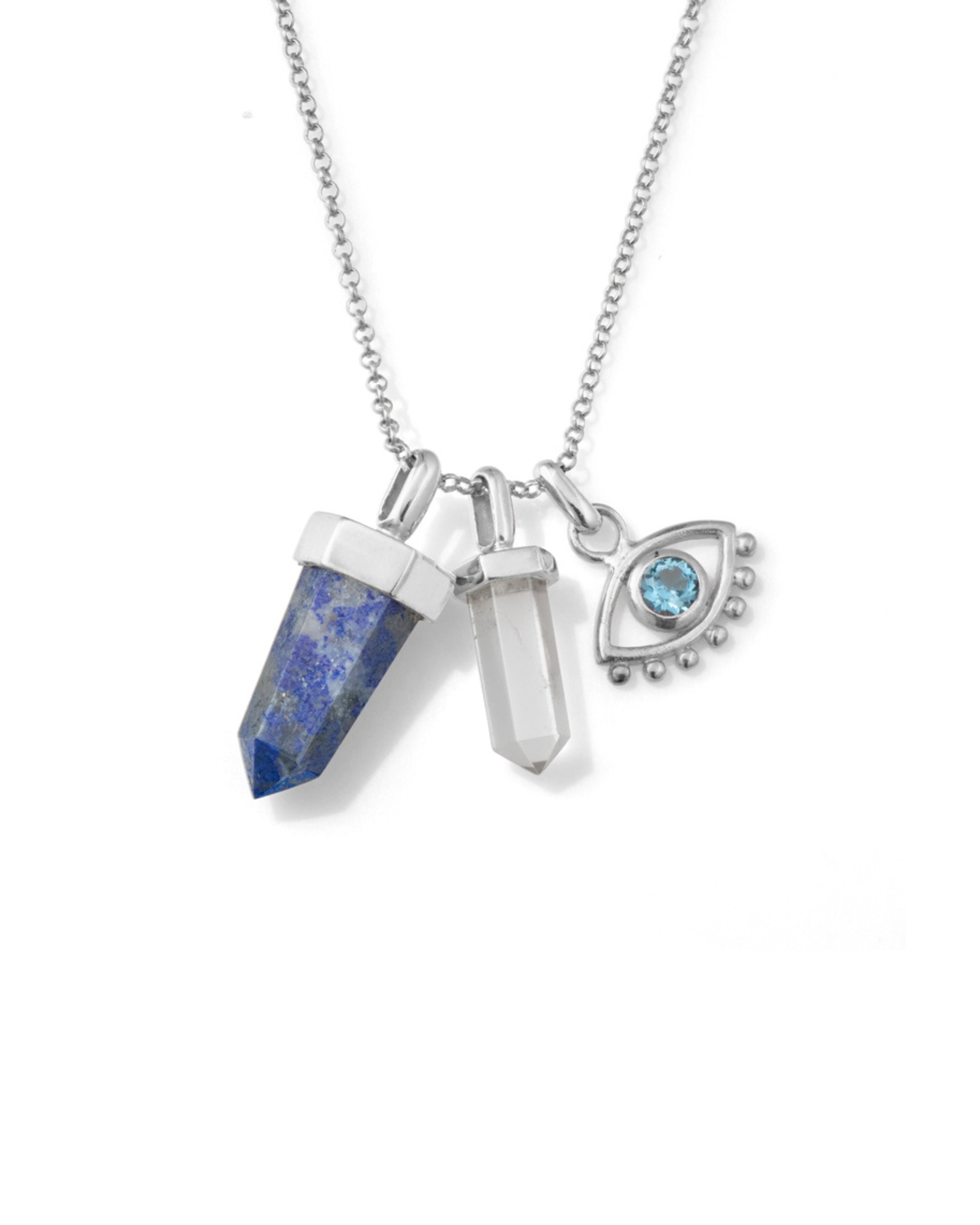 Necklace with three pendants on a white background