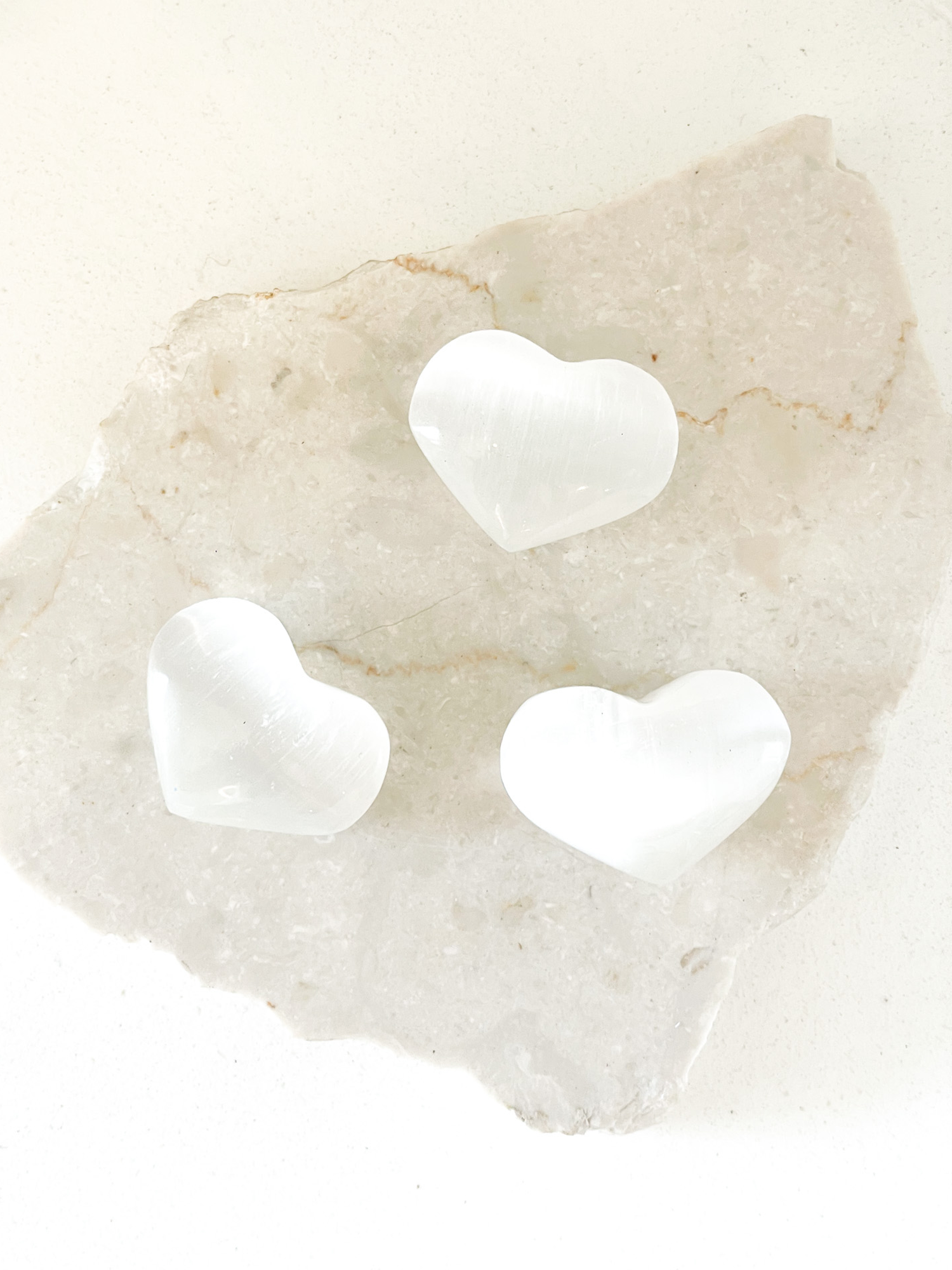 Selenite Heart Clear Crystal Quartz