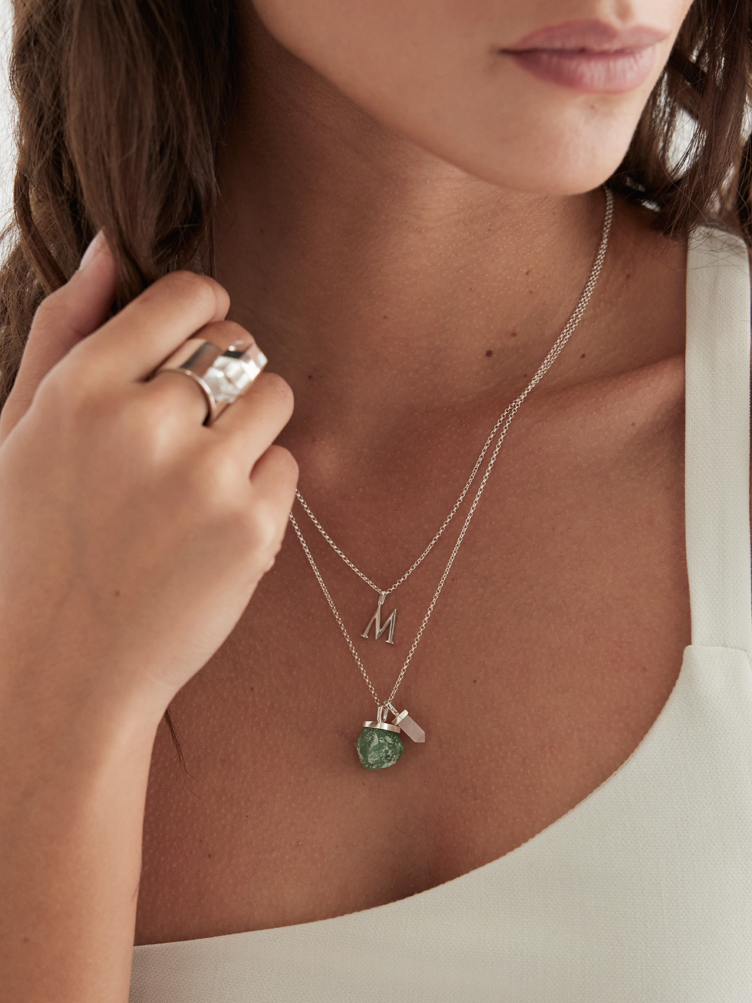 raw crystal necklace charm | green aventurine