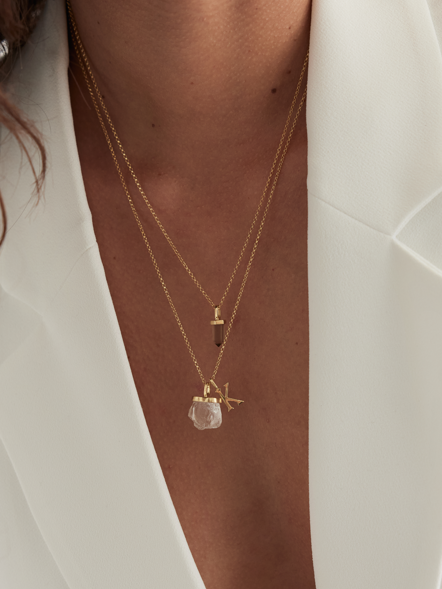 raw crystal necklace charm | clear quartz