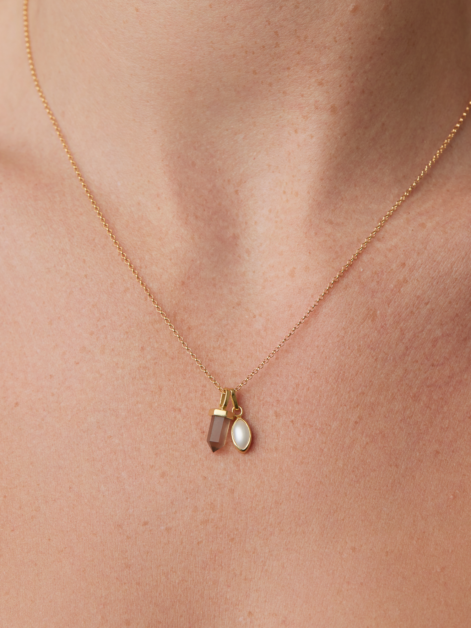 terminated crystal necklace charm | smoky quartz