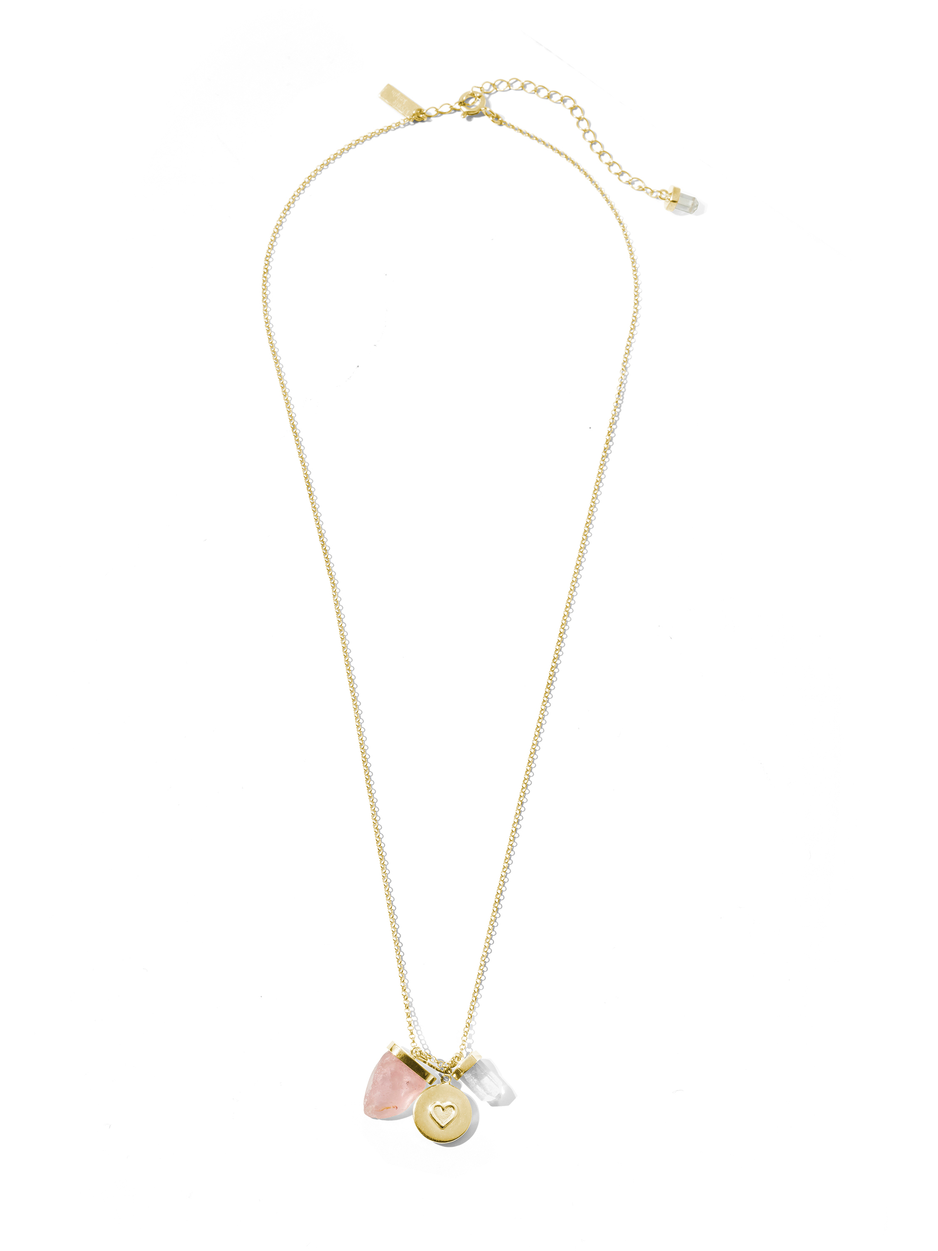 eternal love necklace | rose quartz, clear quartz + heart