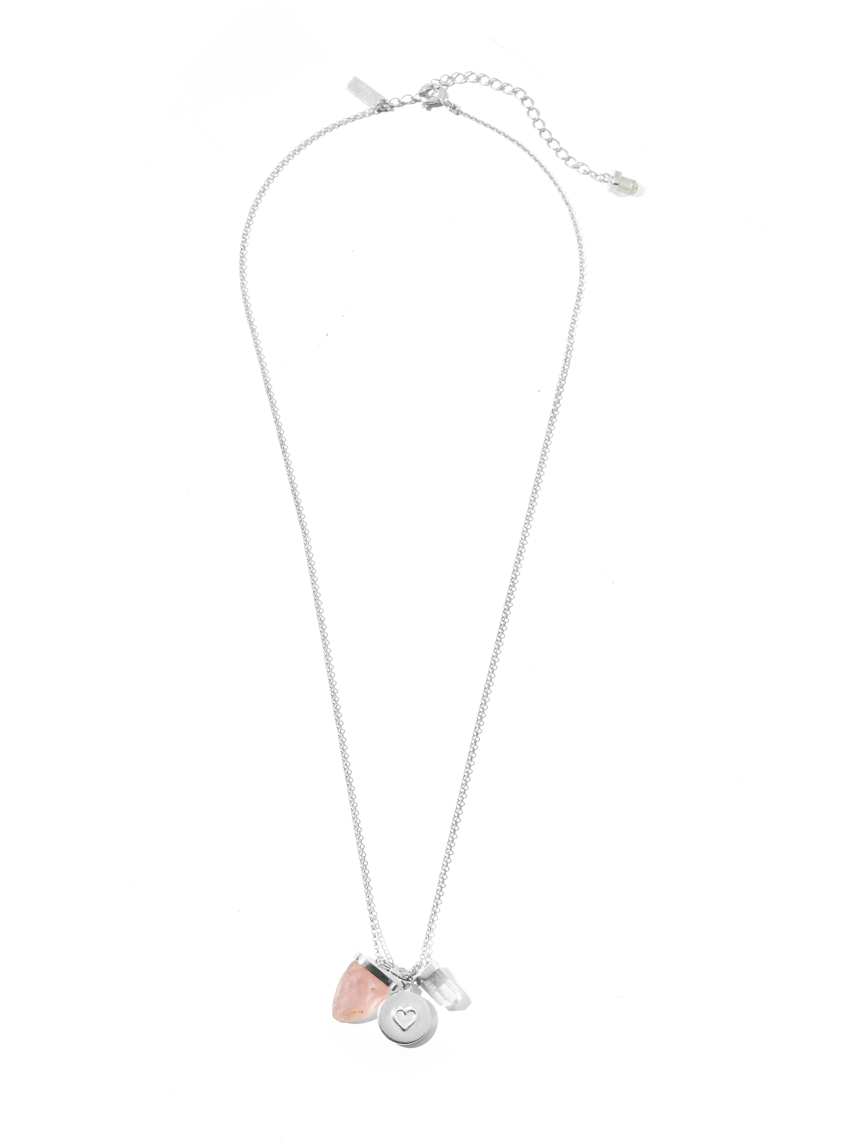 eternal love necklace | rose quartz, clear quartz + heart