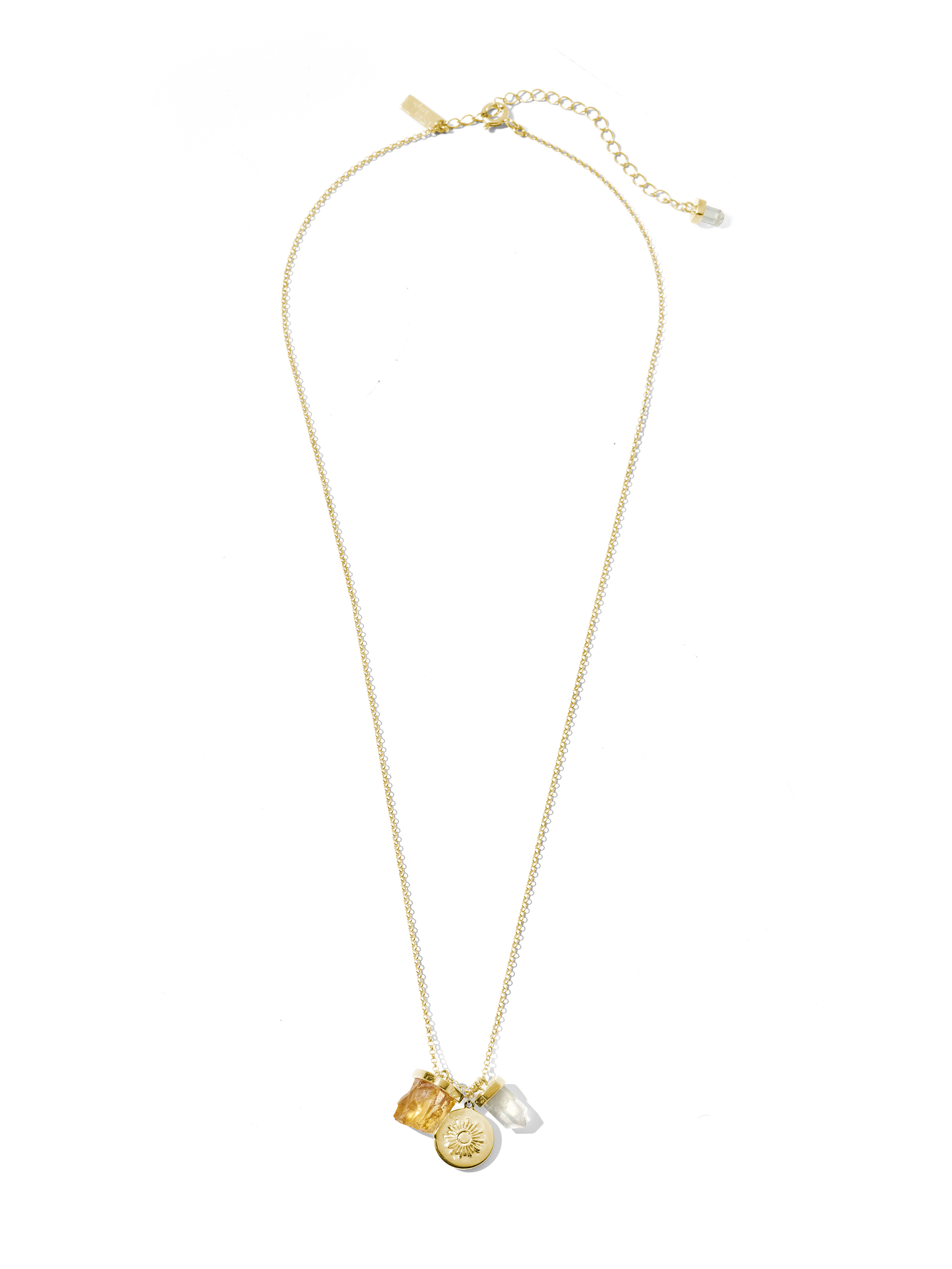 prosperity necklace | citrine, clear quartz + sun