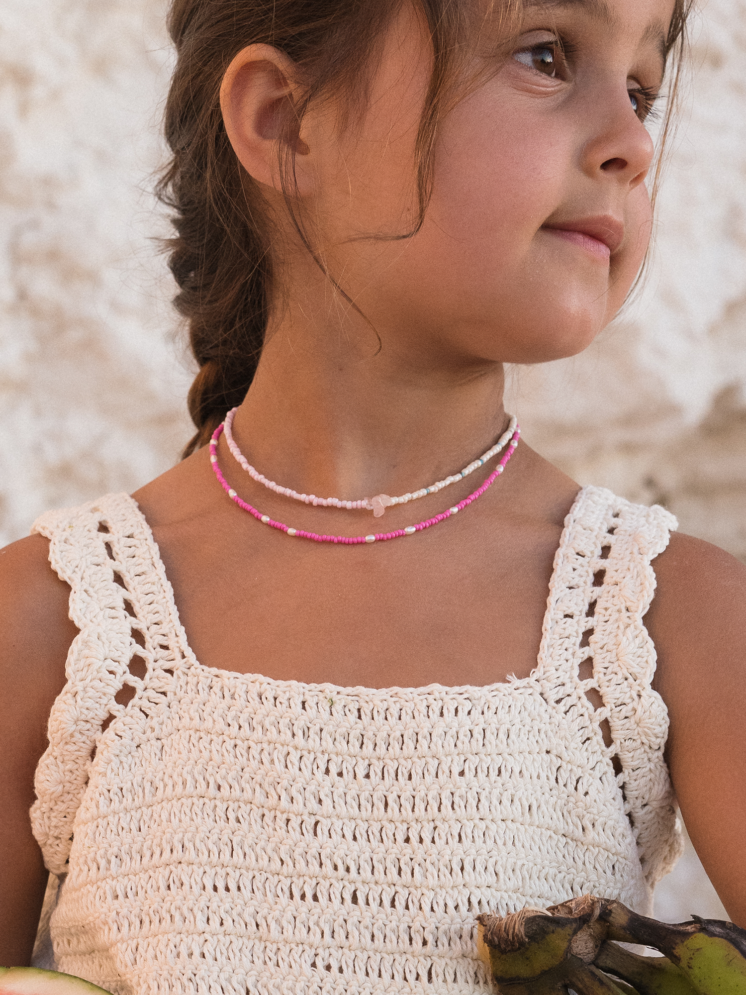 little kkj | ocean treasures necklace | rose quartz + turquoise