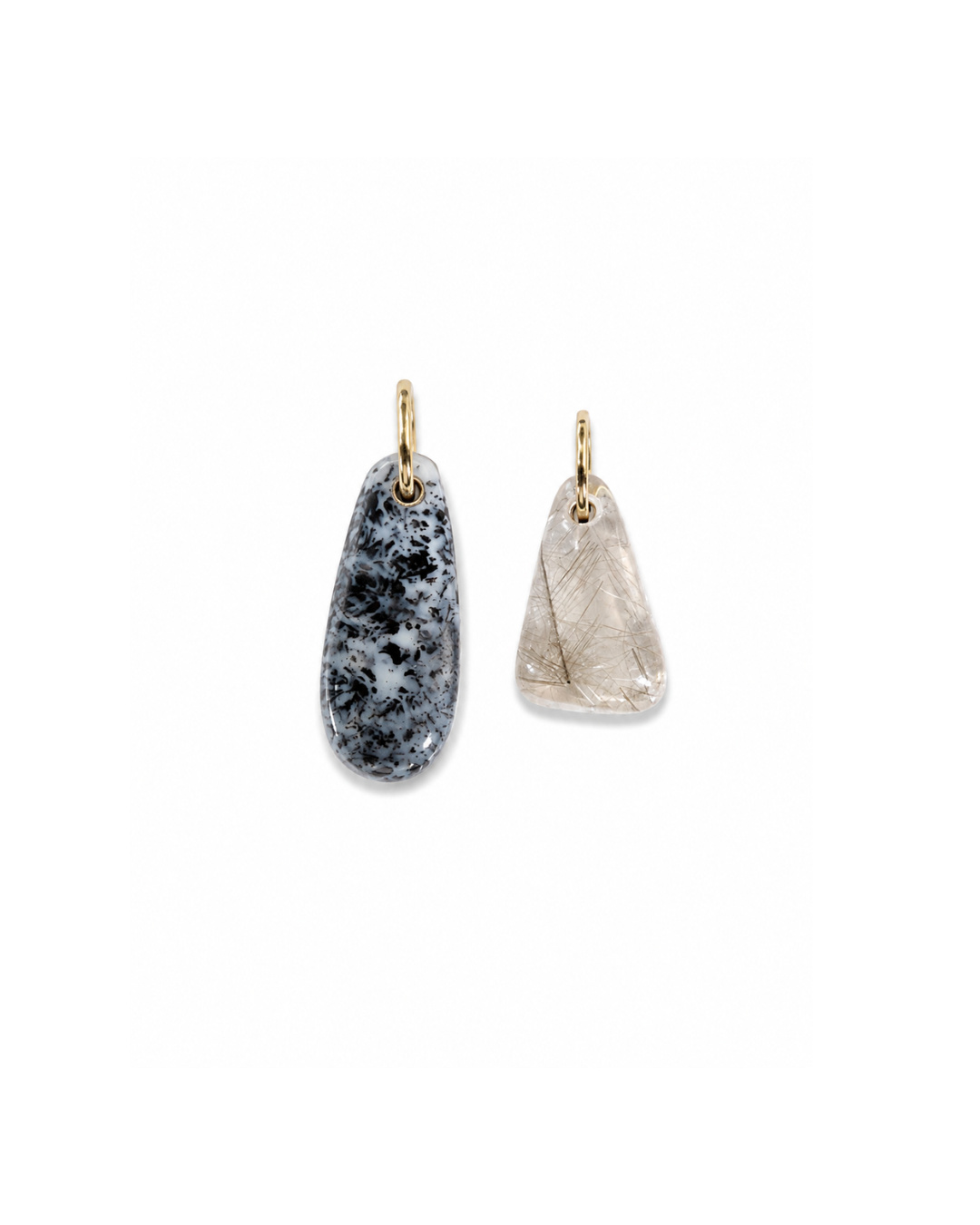 one of a kind charms | dentritic opal + rutilated quartz | 18k Gold Vermeil