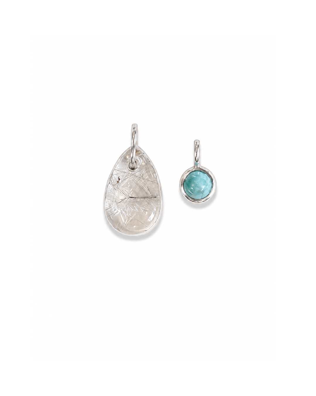 one of a kind charms | rutilated quartz + larimar #2 | 925 sterling silver