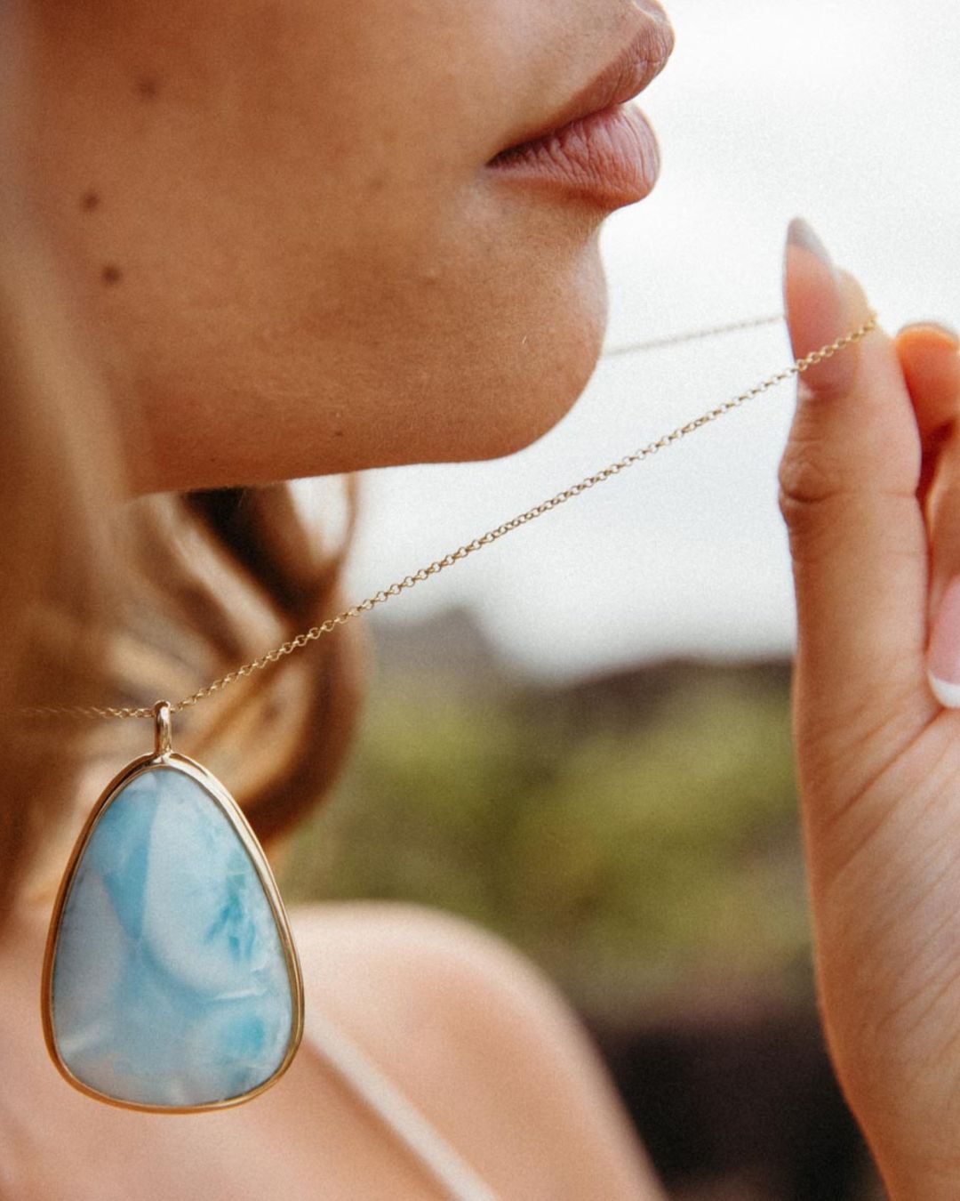 one of a kind charm | larimar | 18k gold vermeil
