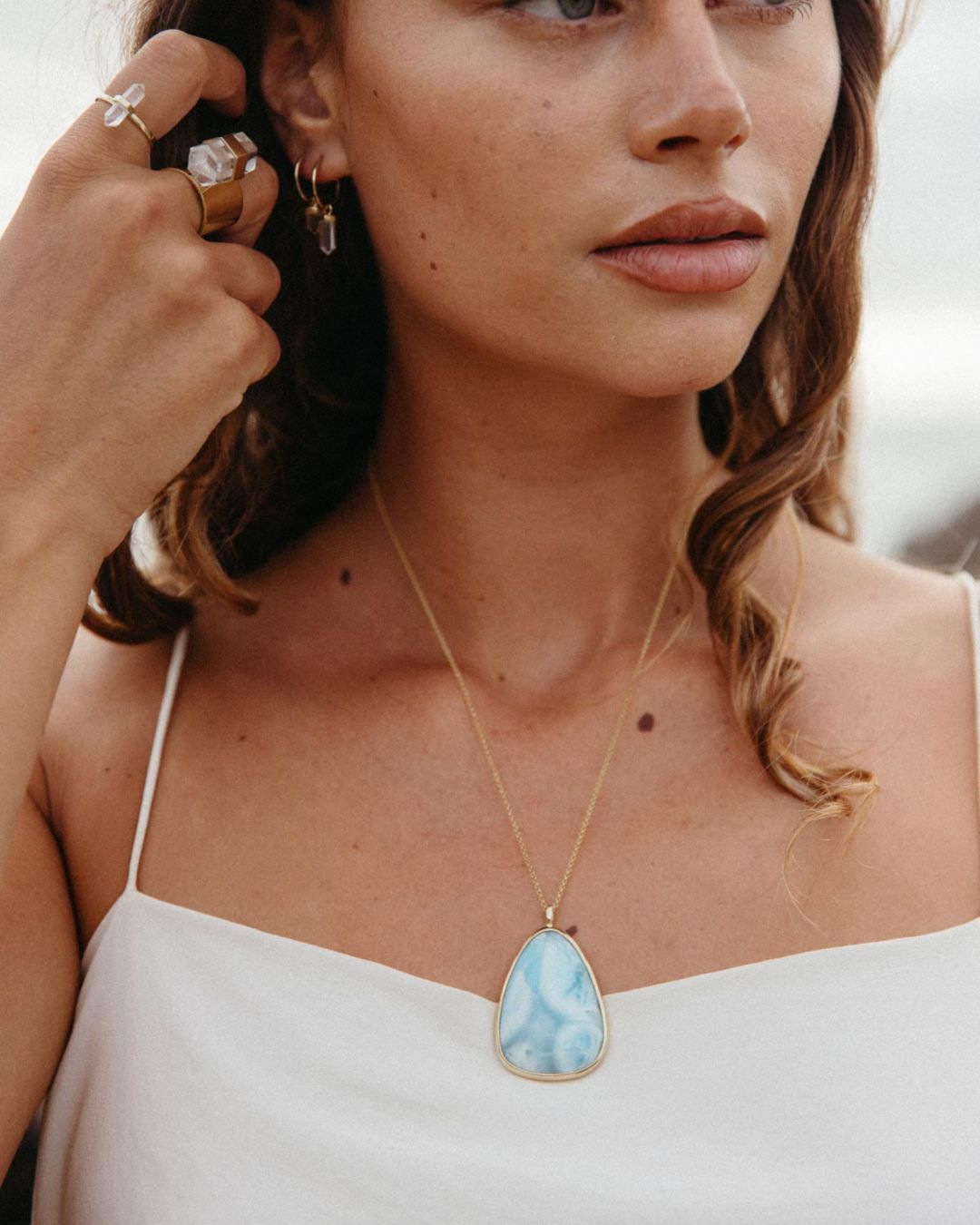 one of a kind charm | larimar | 18k gold vermeil