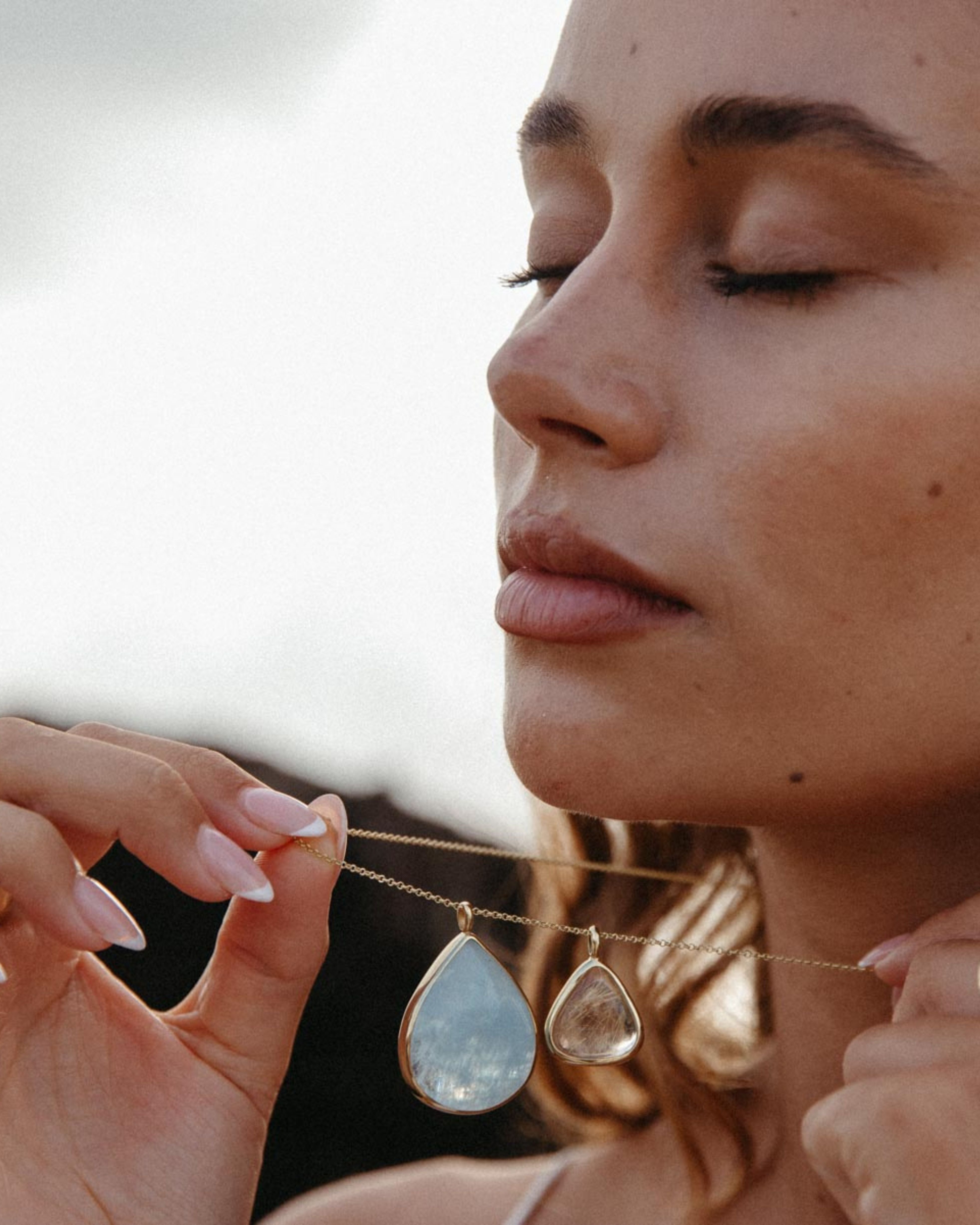 Aqua Marine + Rutilated Quartz #5 | 18k Gold Vermeil | One Of a Kind Magic Drop 3