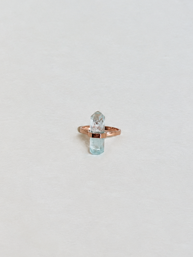 raw crystal ring | aqua marine | warehouse sale | size 7