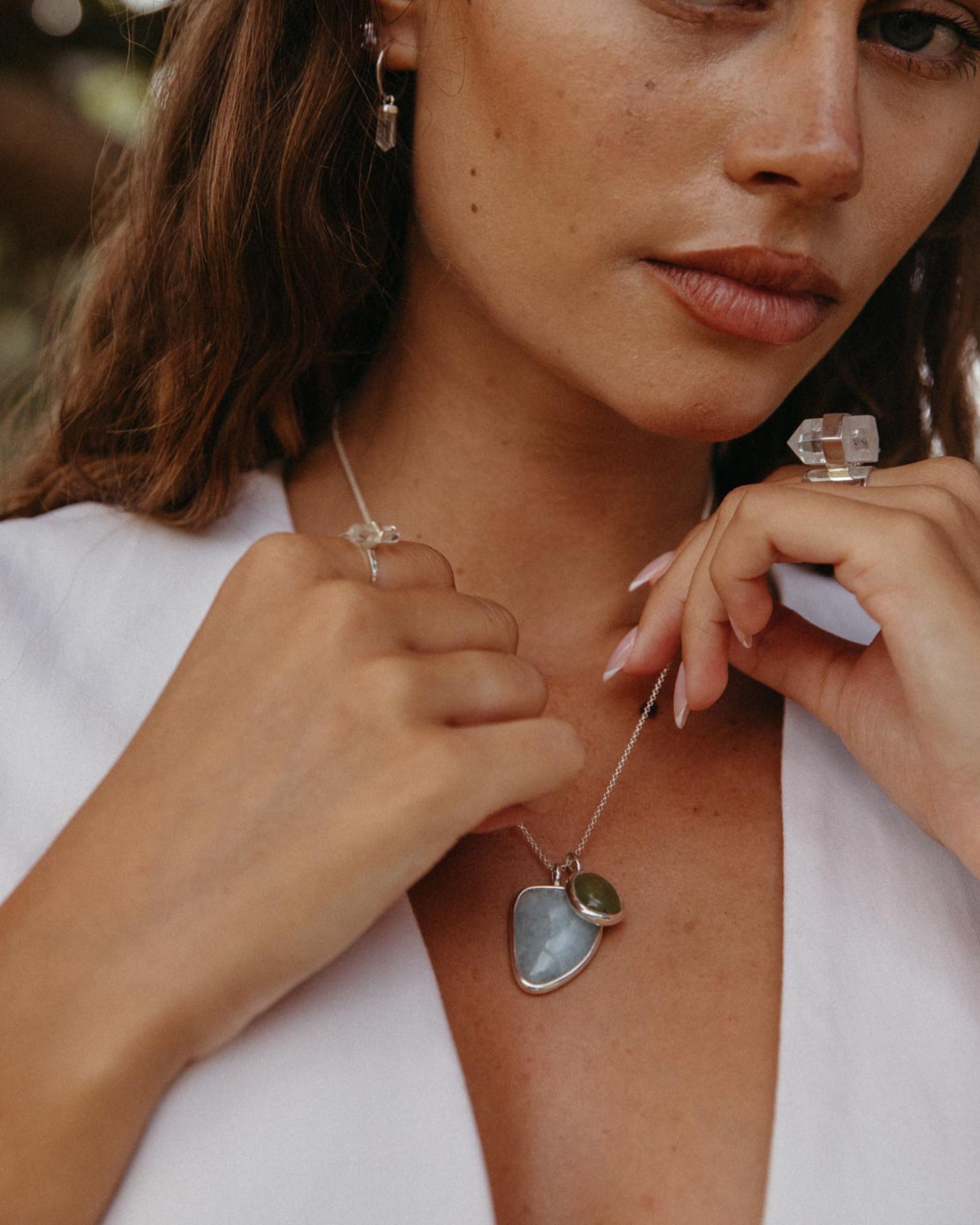 Aqua Marine + Peru Opal #1 | Sterling Silver | One Of a Kind Magic Drop 3